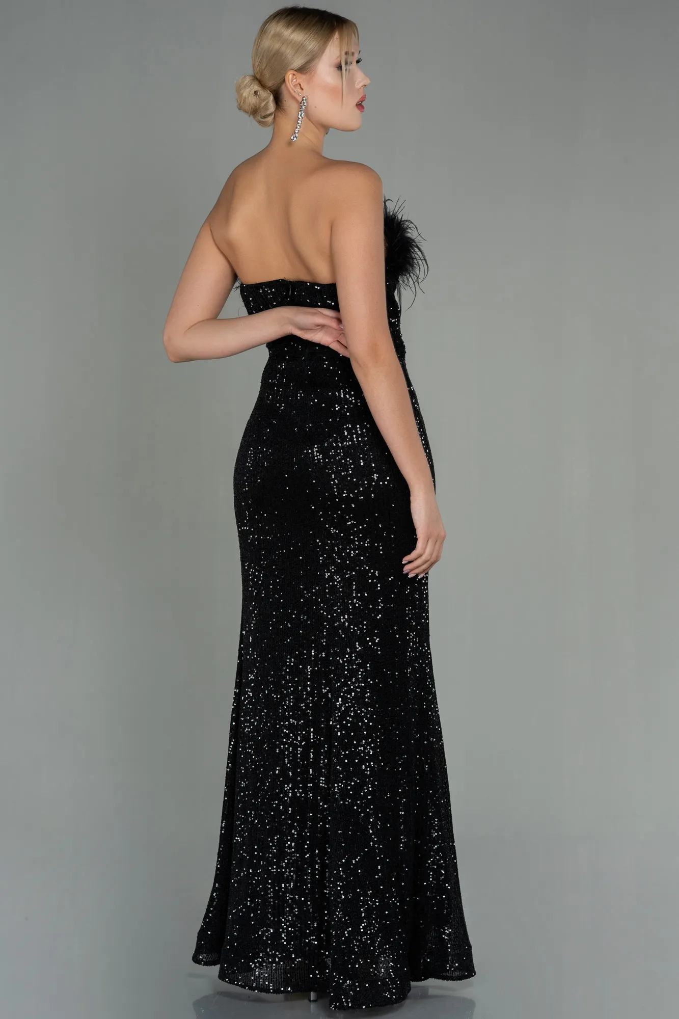 Black-Long Scaly Evening Dress ABU3067