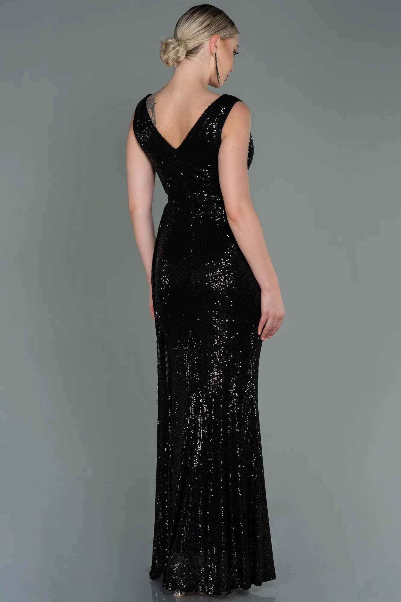 Black-Long Scaly Evening Dress ABU3201