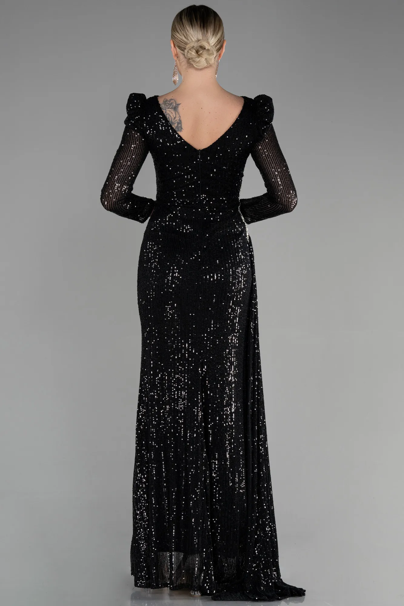 Black-Long Scaly Evening Dress ABU3501