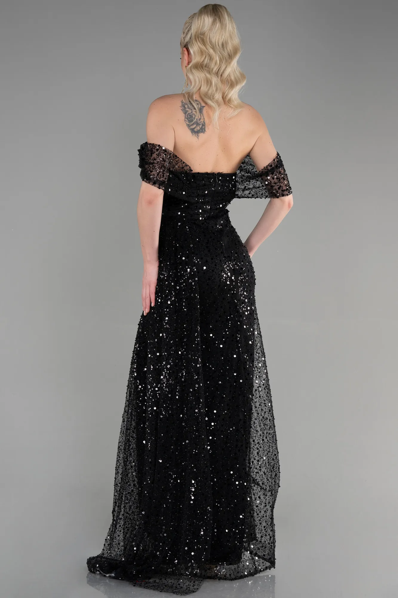 Black-Long Scaly Evening Dress ABU3577