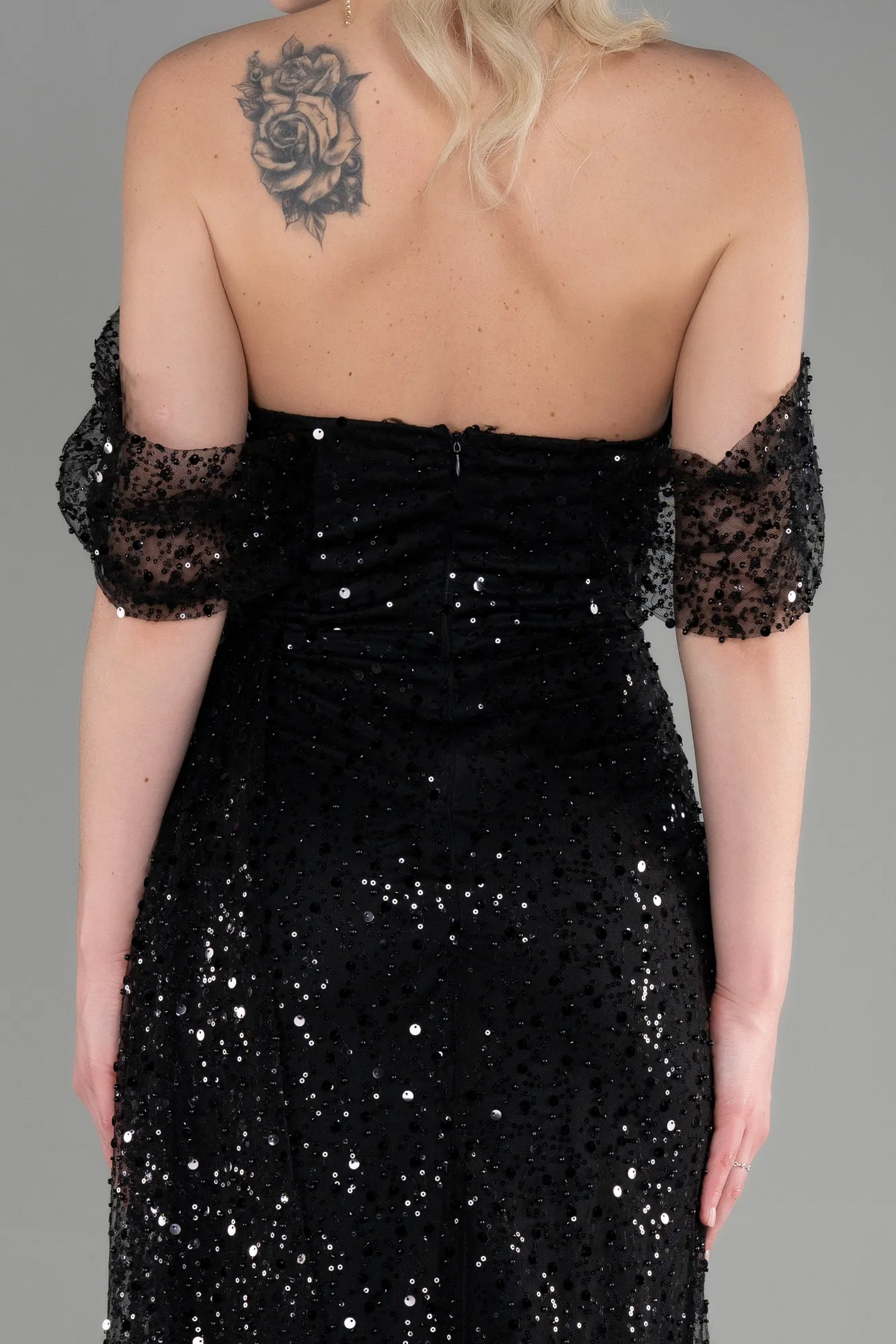 Black-Long Scaly Evening Dress ABU3577