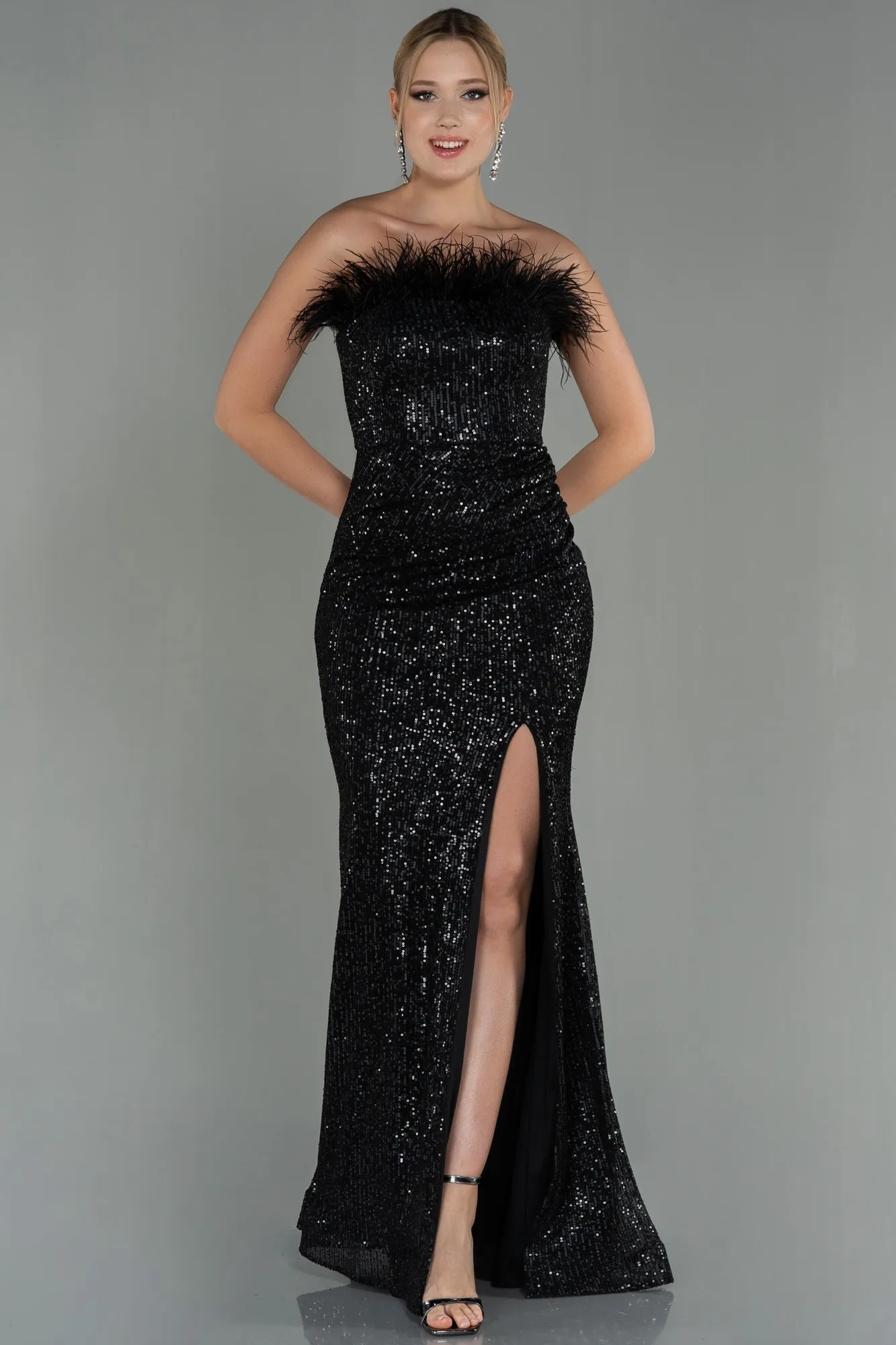 Black-Long Scaly Mermaid Evening Dress ABU3071