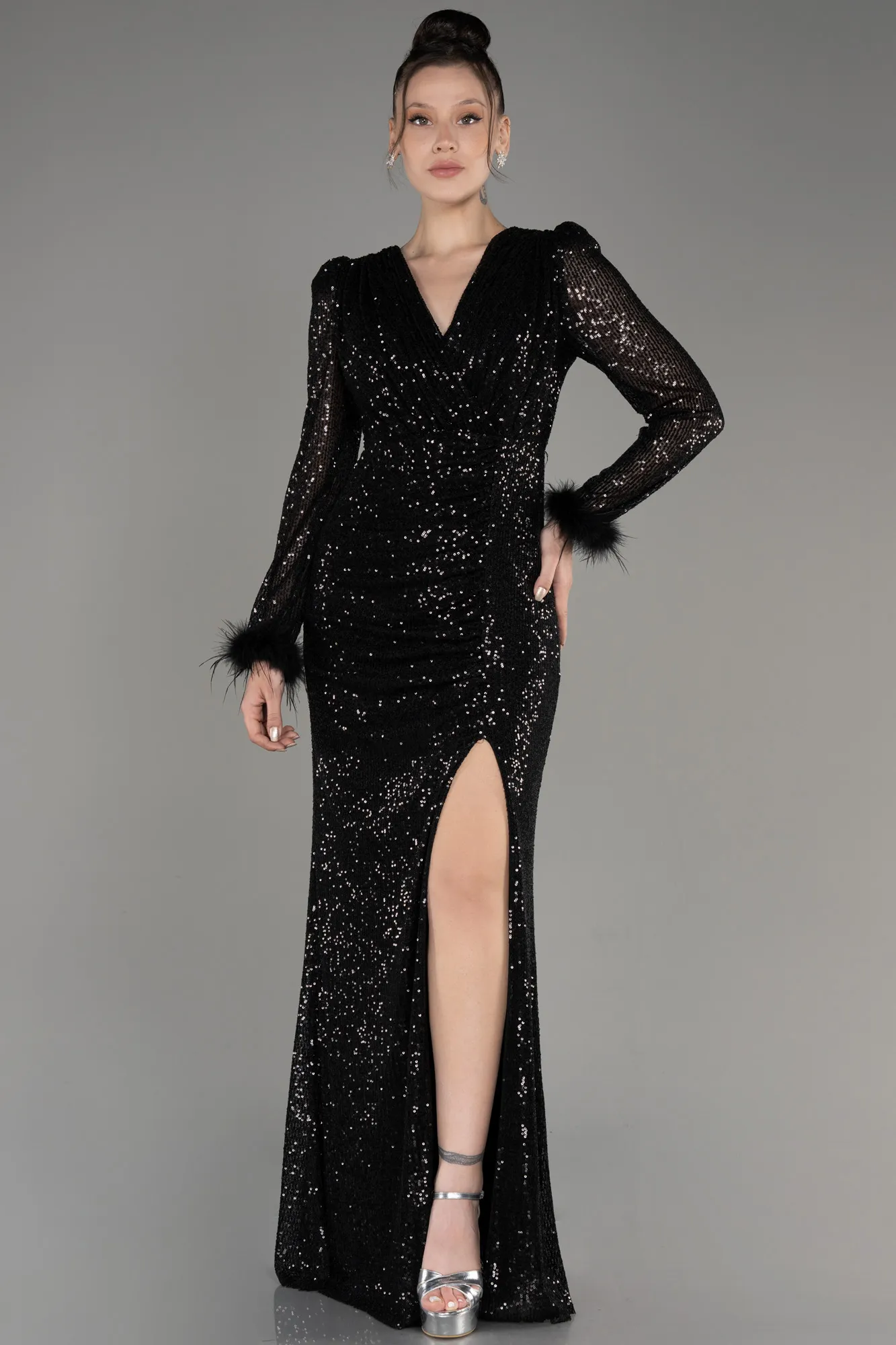 Black-Long Scaly Mermaid Prom Dress ABU3177
