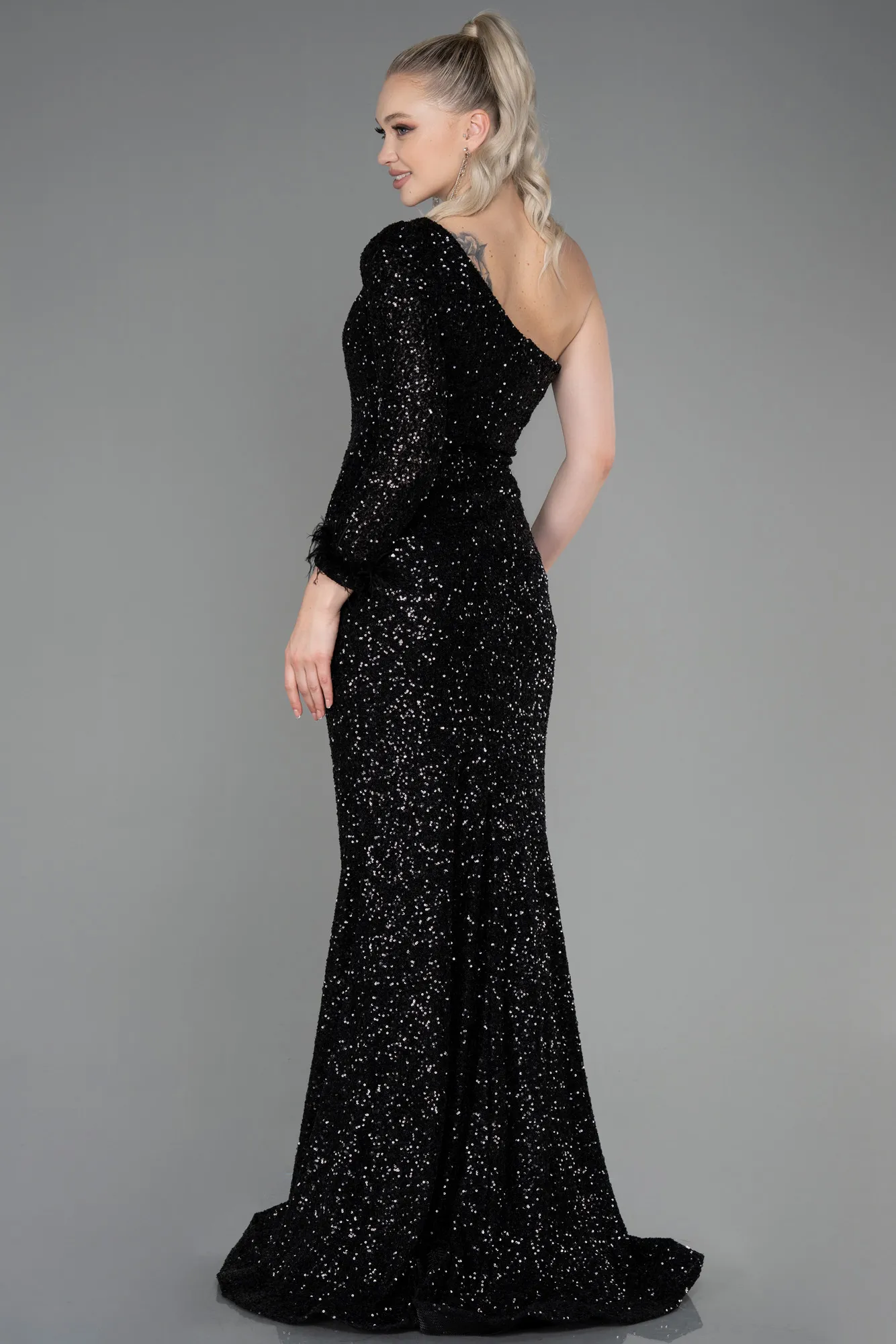 Black-Long Scaly Mermaid Prom Dress ABU3229