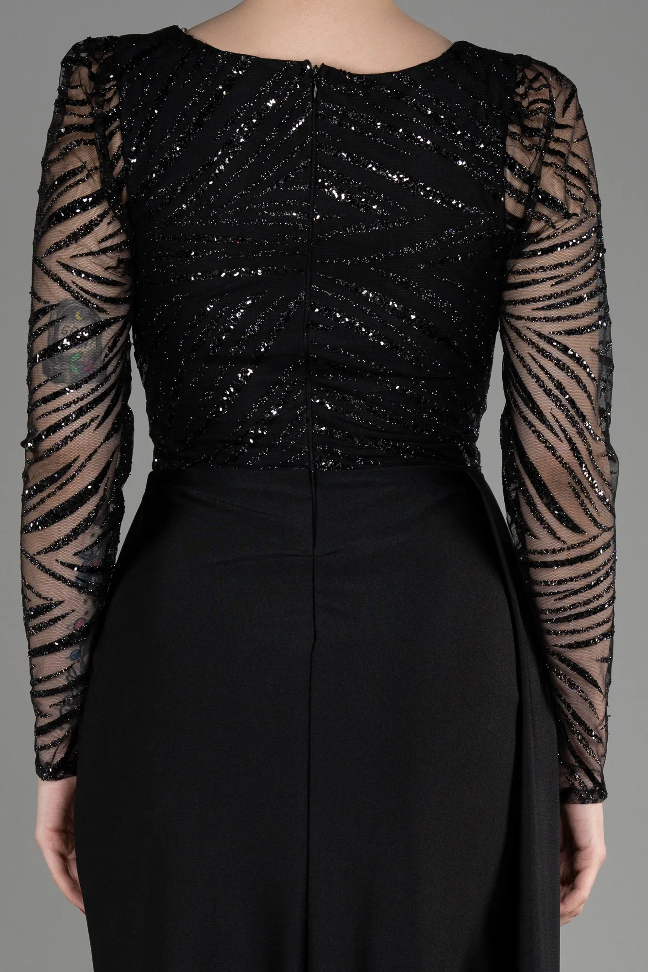 Black-Long Sleeve Evening Dress ABU3834