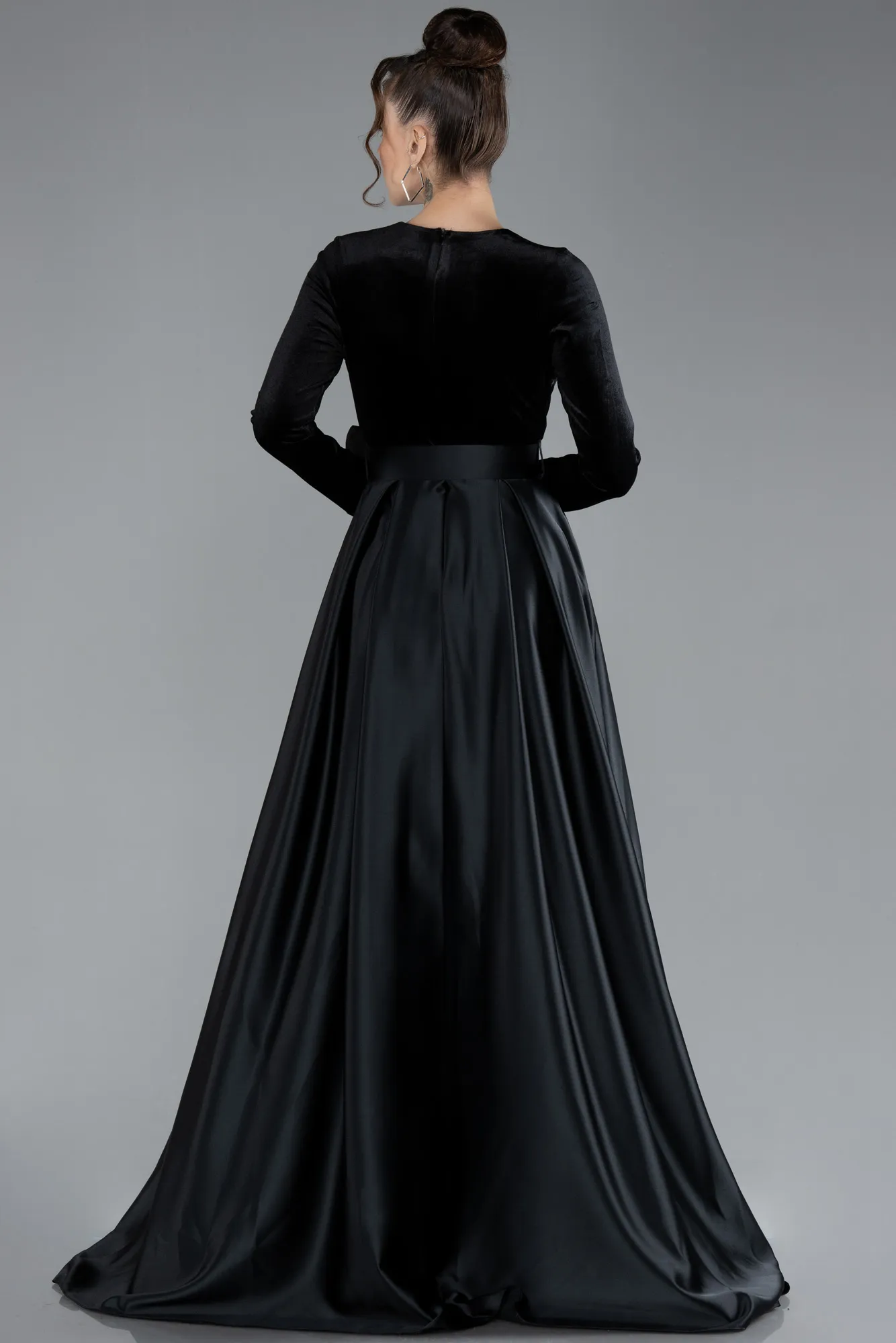 Black-Long Velvet Evening Dress ABU1523