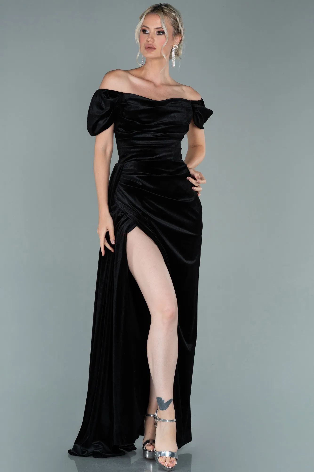Black-Long Velvet Evening Dress ABU1990