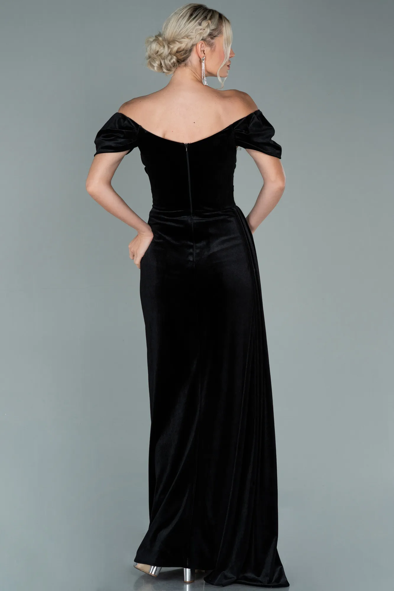 Black-Long Velvet Evening Dress ABU1990