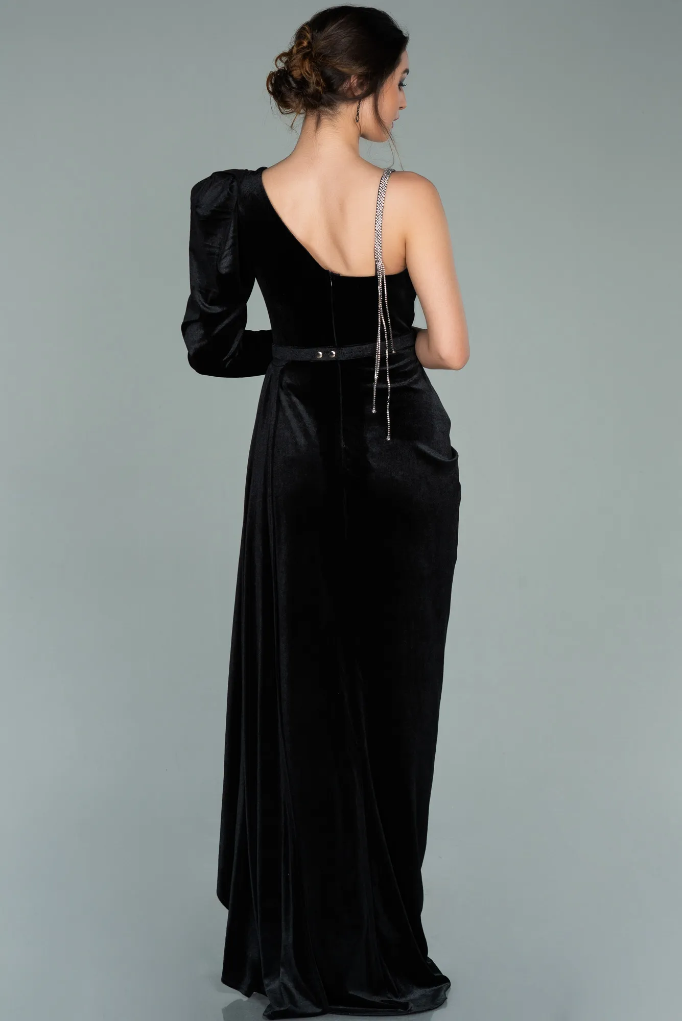 Black-Long Velvet Evening Dress ABU2074