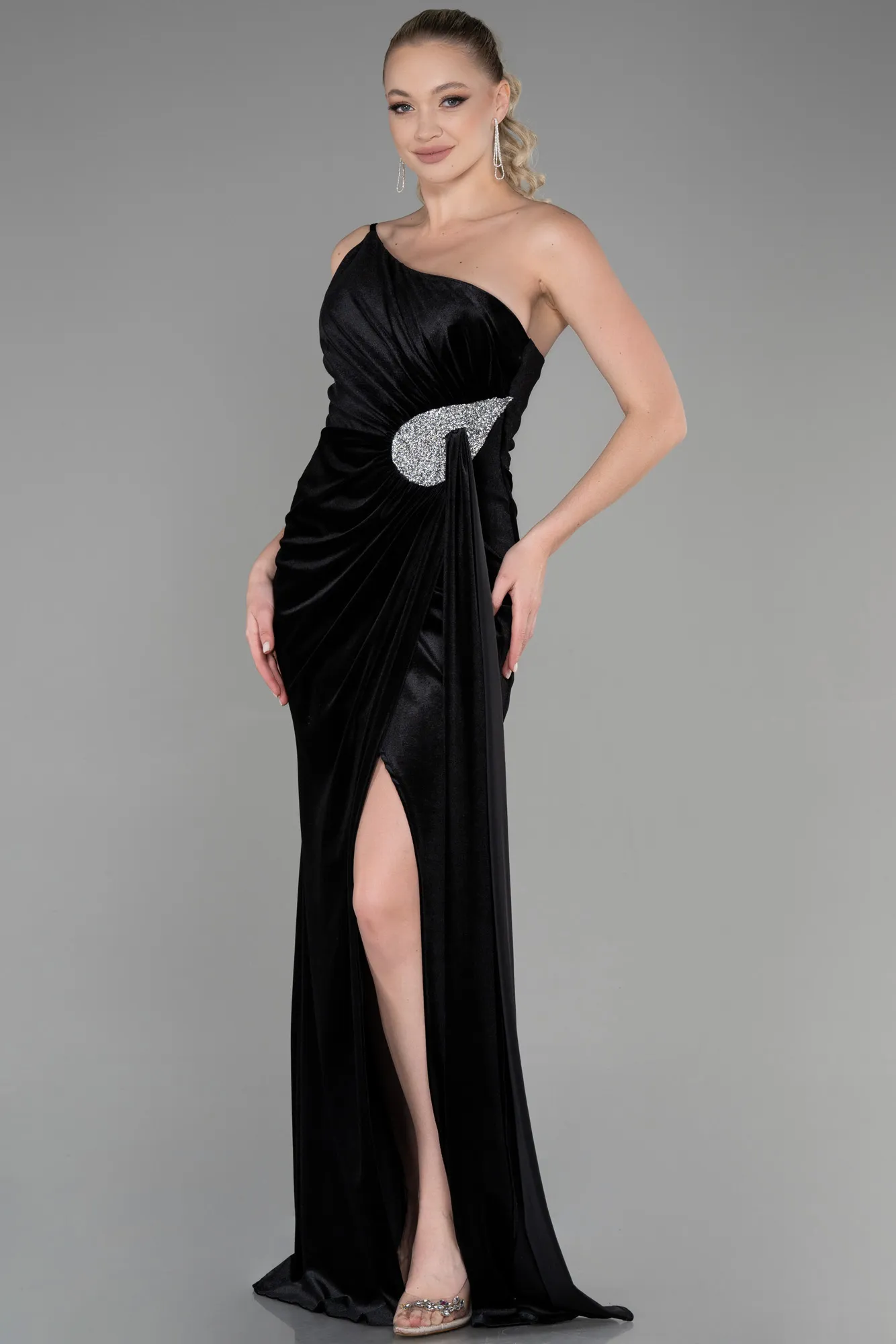 Black-Long Velvet Evening Dress ABU2626