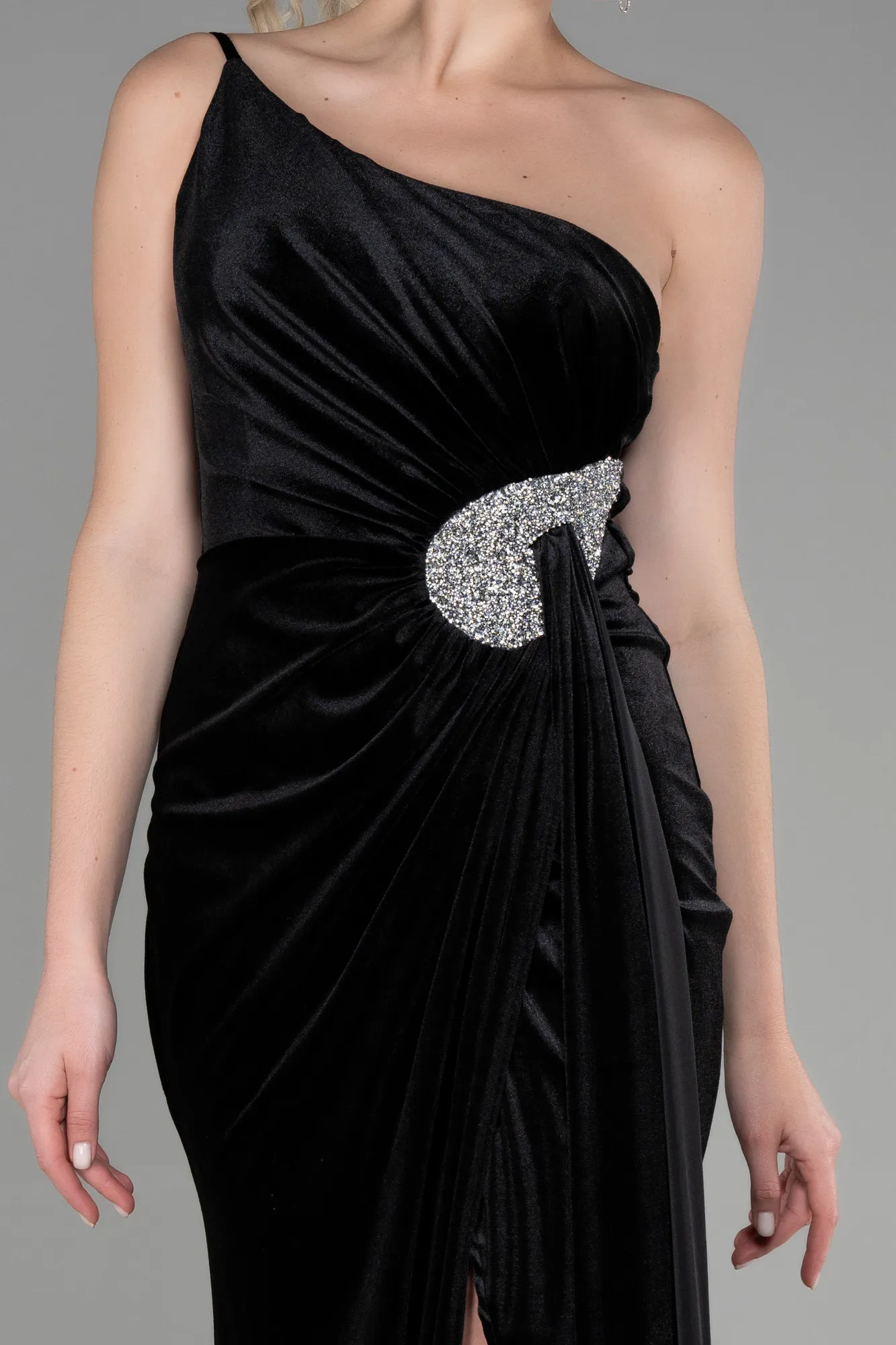 Black-Long Velvet Evening Dress ABU2626