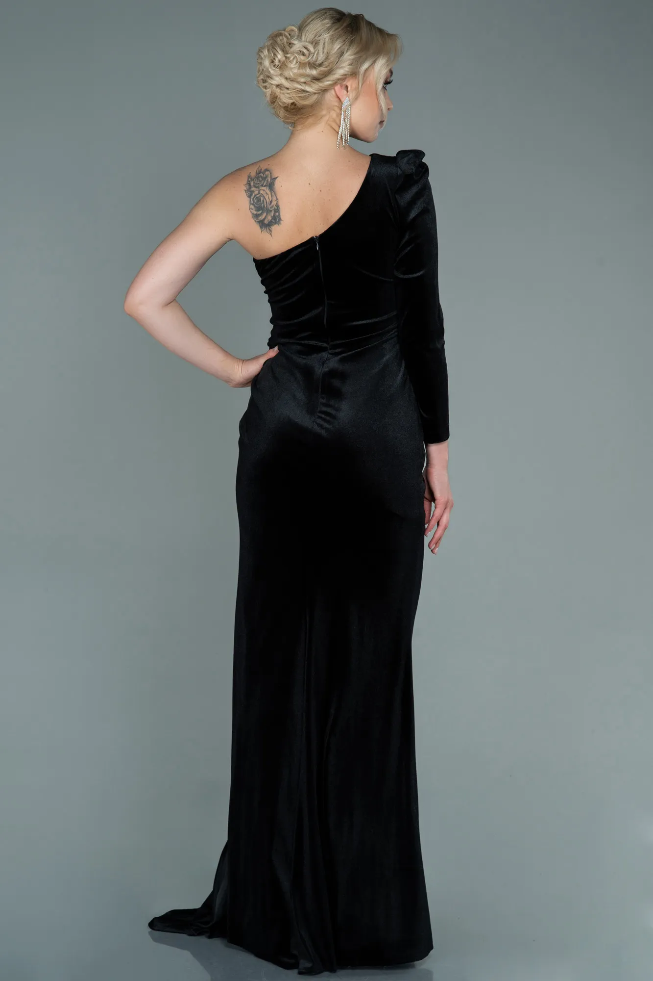 Black-Long Velvet Evening Dress ABU2655