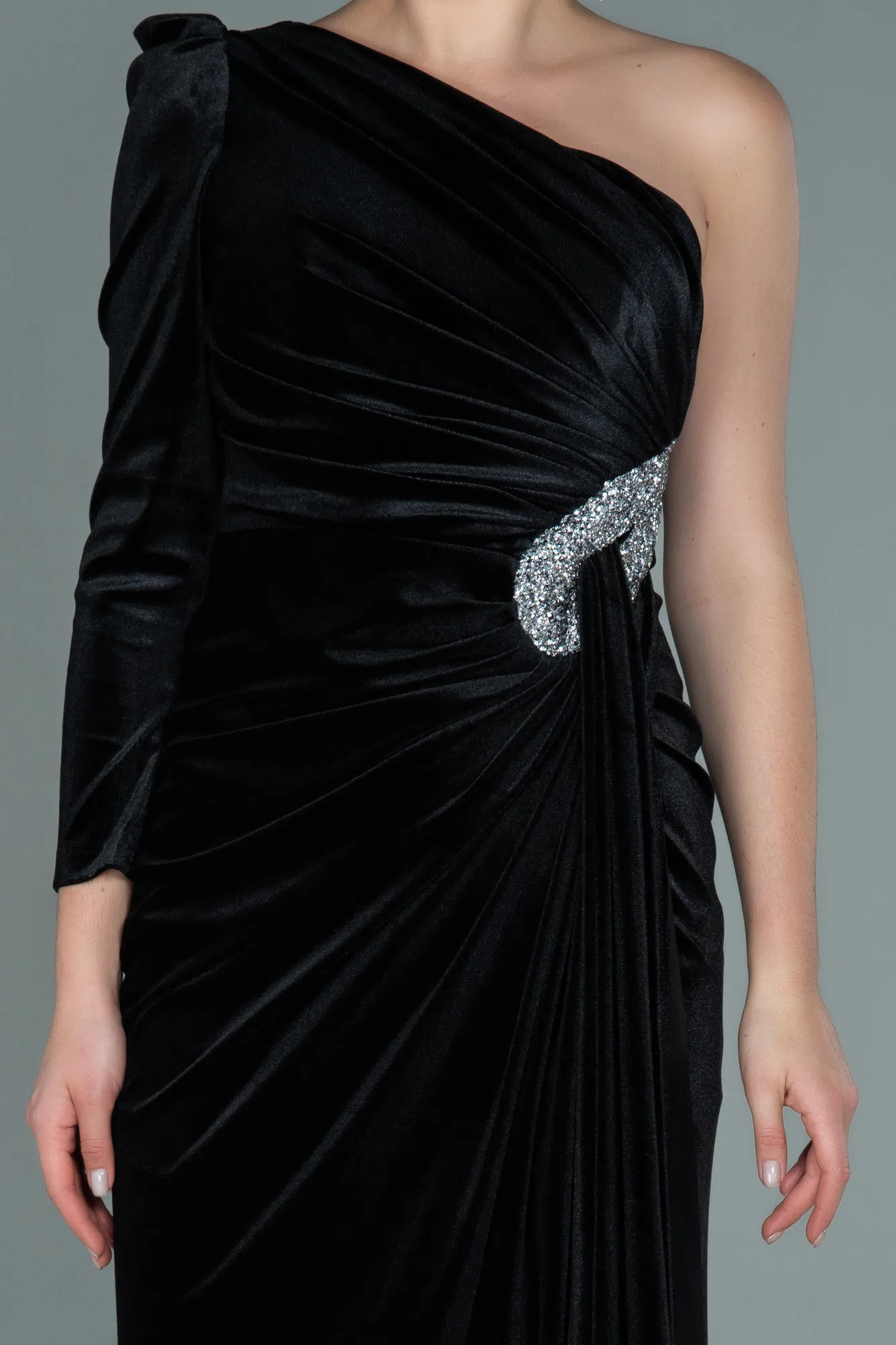 Black-Long Velvet Evening Dress ABU2655