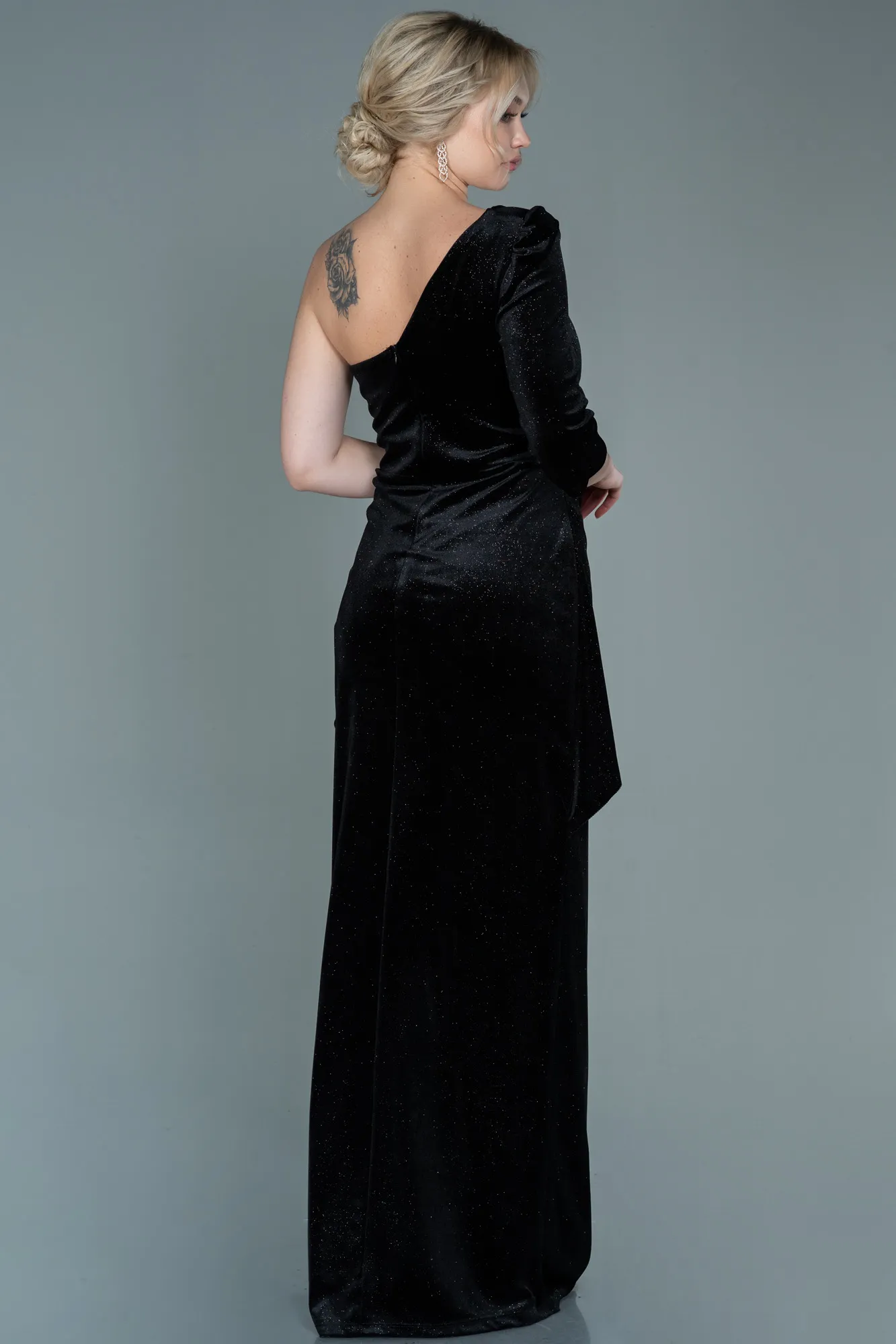 Black-Long Velvet Evening Dress ABU2666