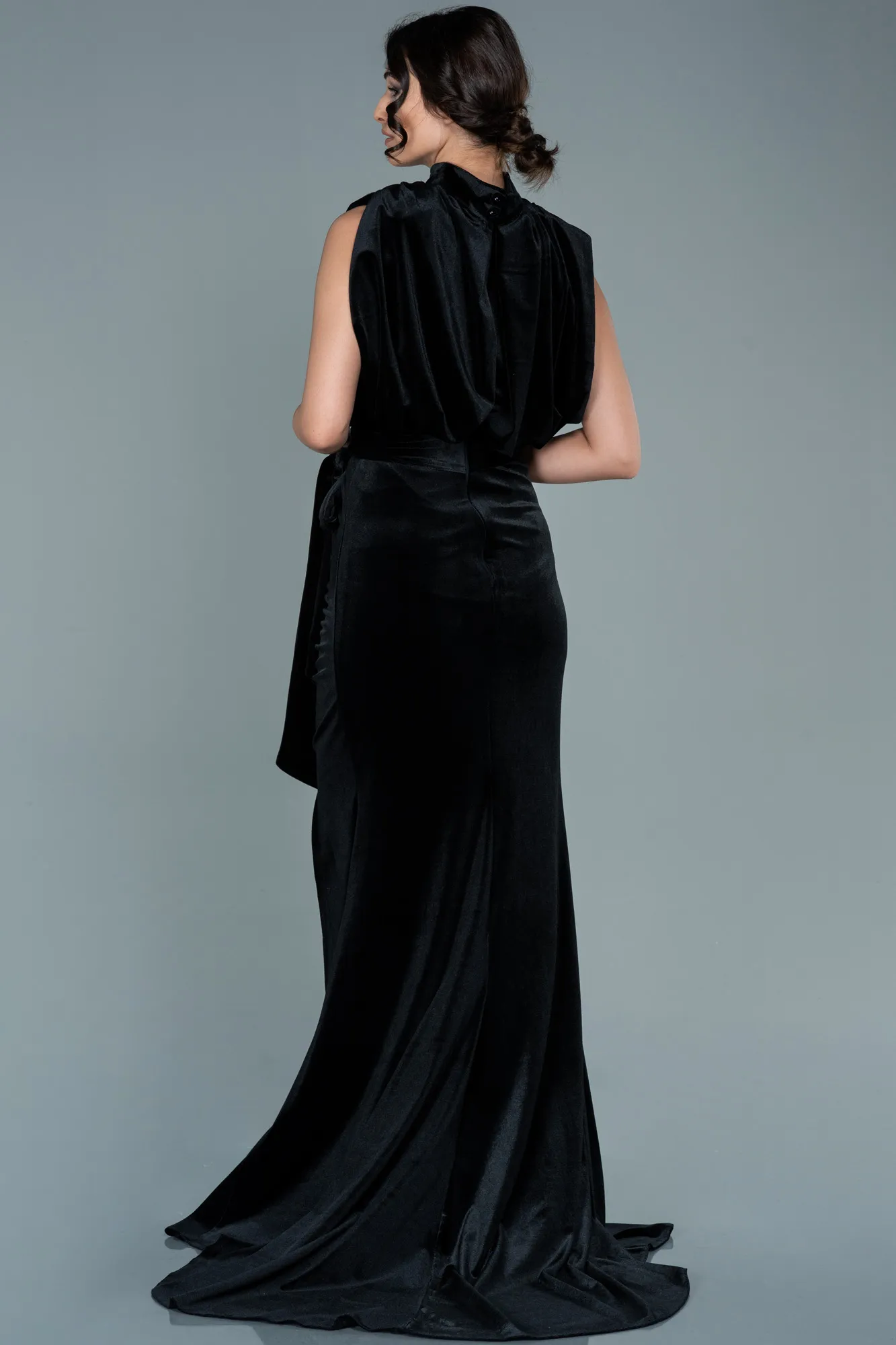 Black-Long Velvet Evening Dress ABU2668
