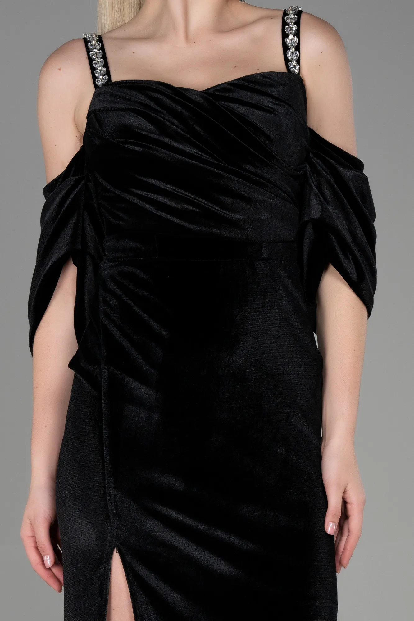 Black-Long Velvet Evening Dress ABU3335