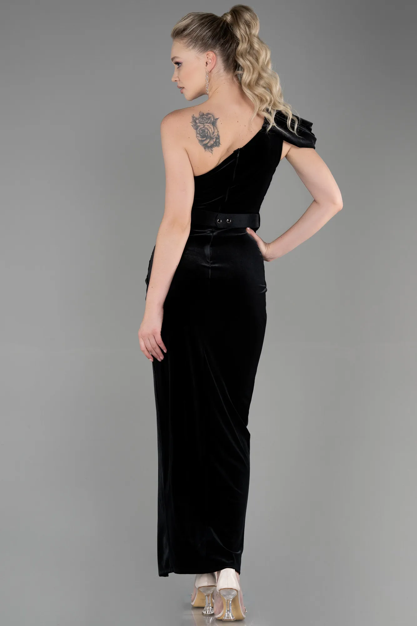 Black-Long Velvet Evening Dress ABU3350