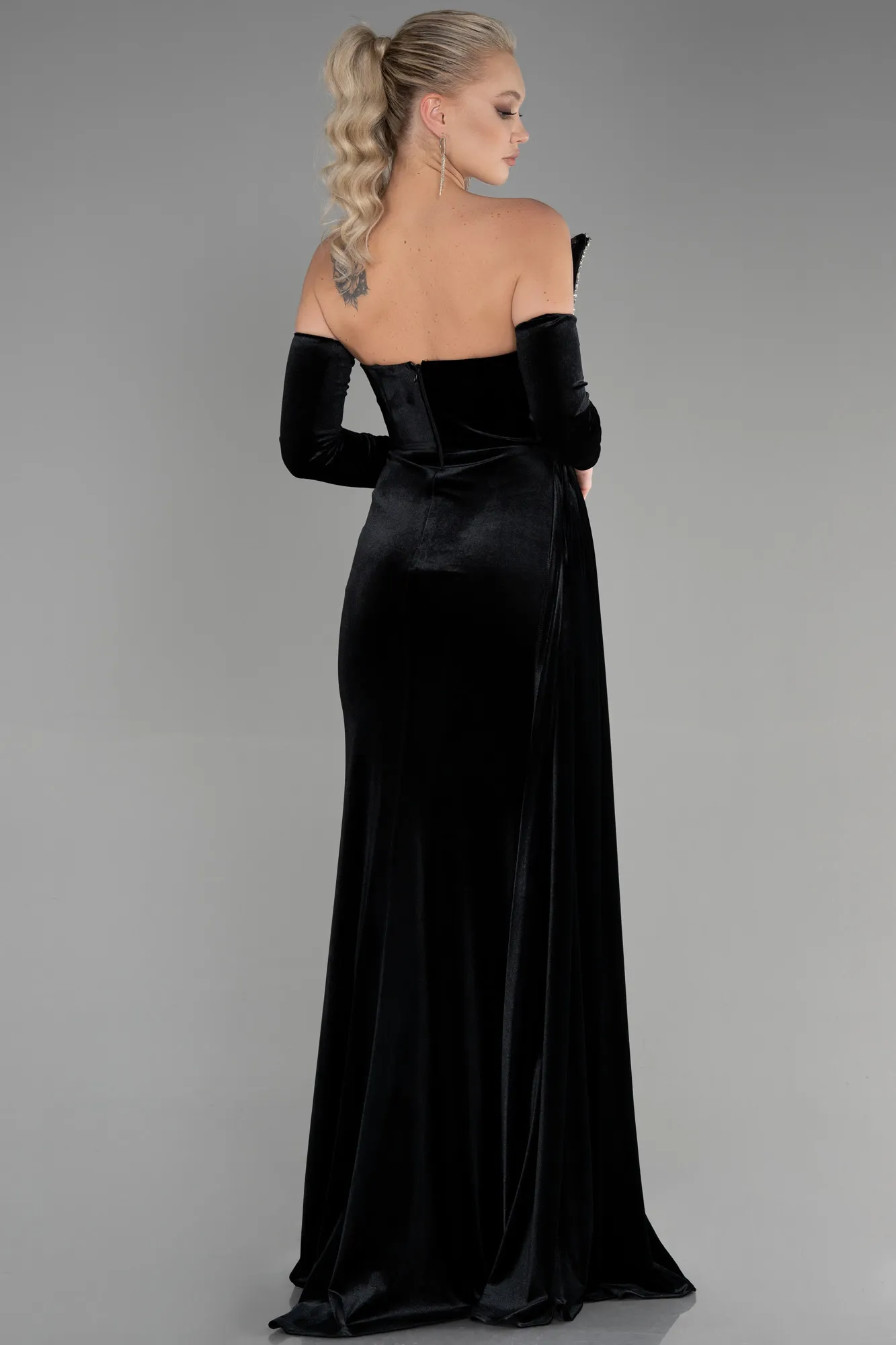 Black-Long Velvet Evening Dress ABU3364