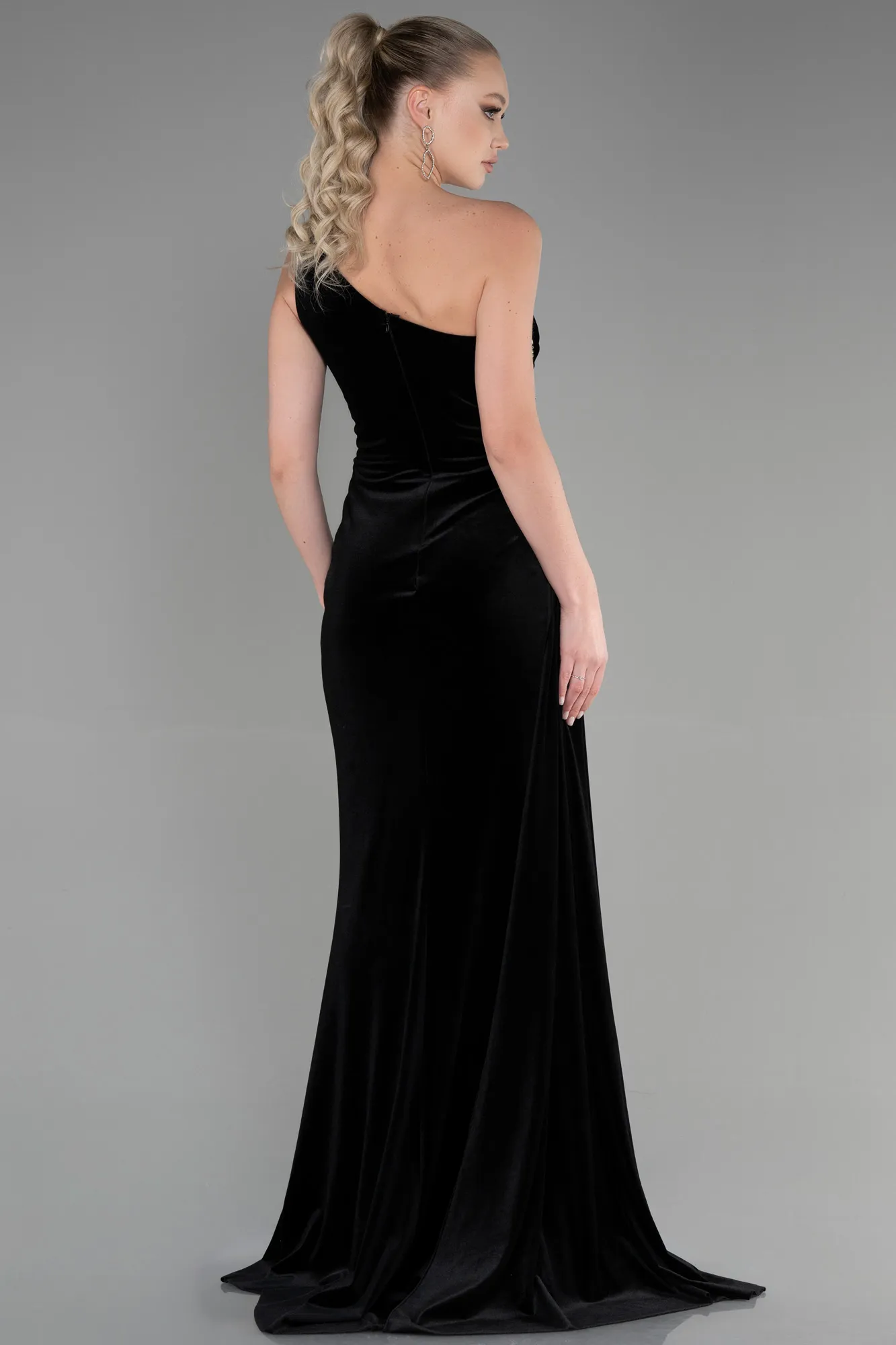 Black-Long Velvet Evening Dress ABU3365