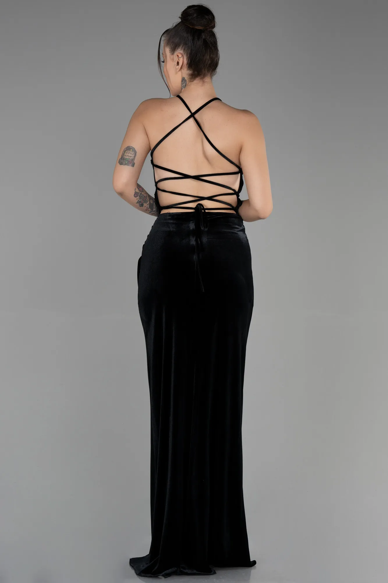 Black-Long Velvet Evening Dress ABU3366