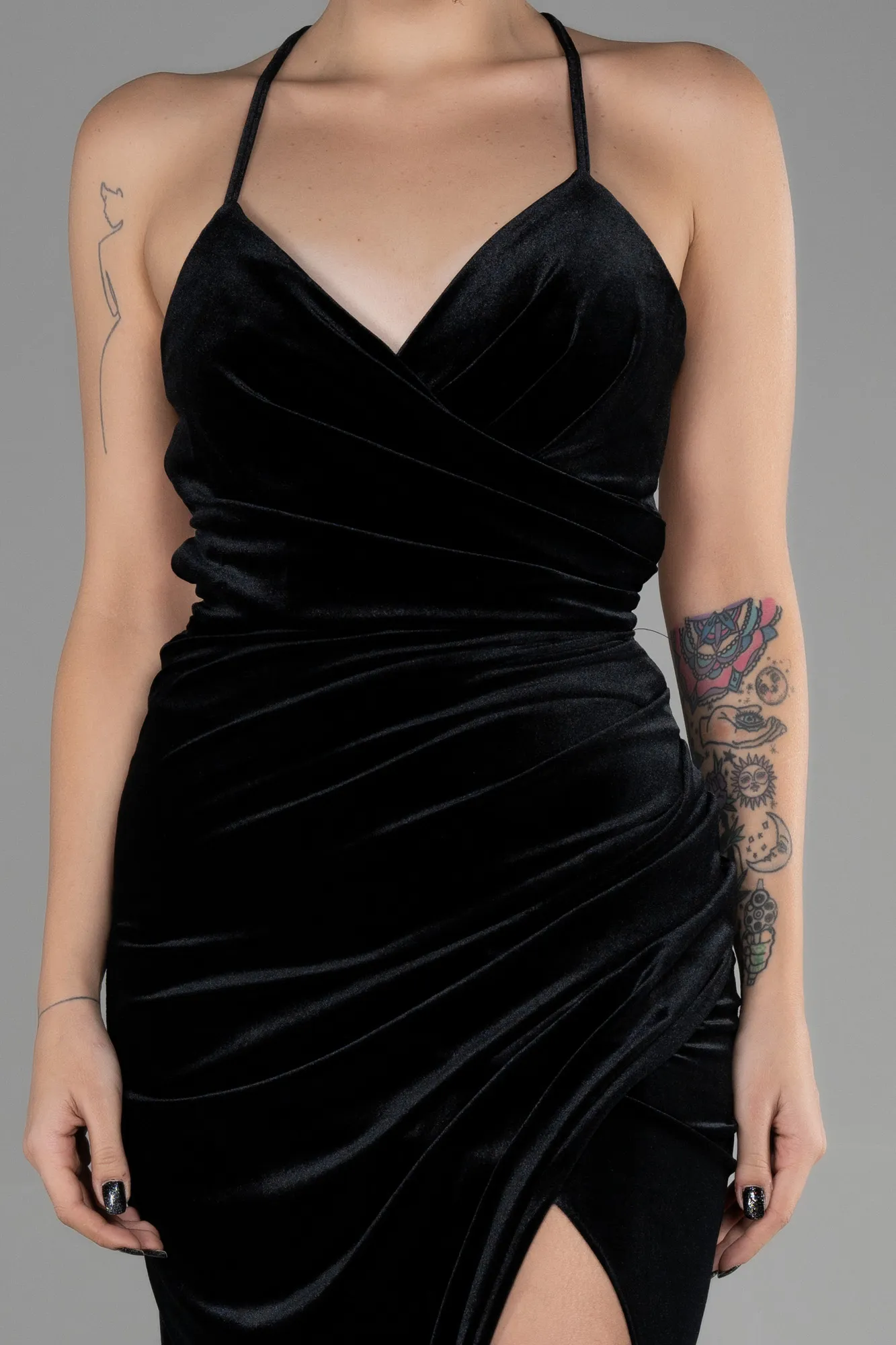 Black-Long Velvet Evening Dress ABU3366