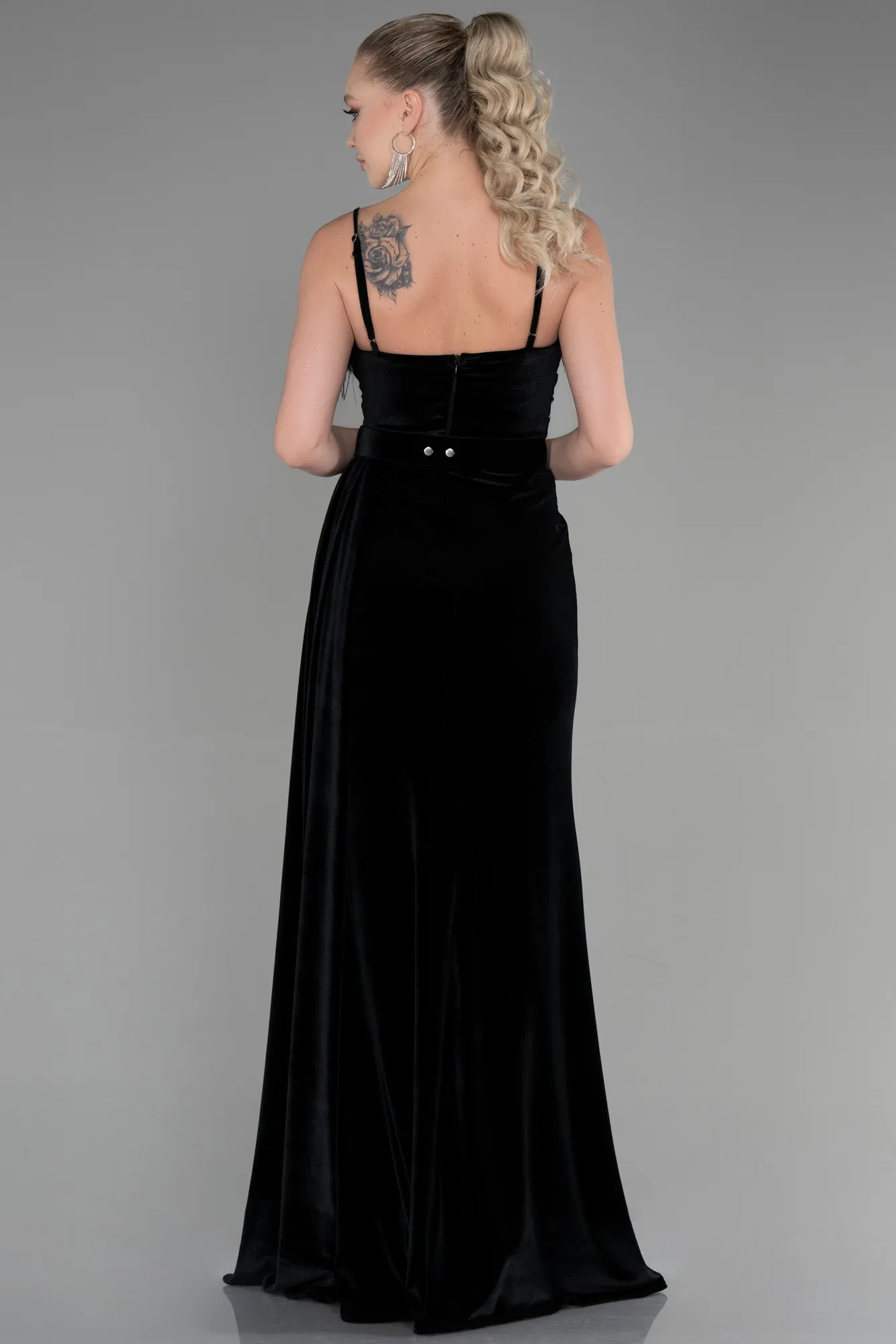 Black-Long Velvet Evening Dress ABU3387