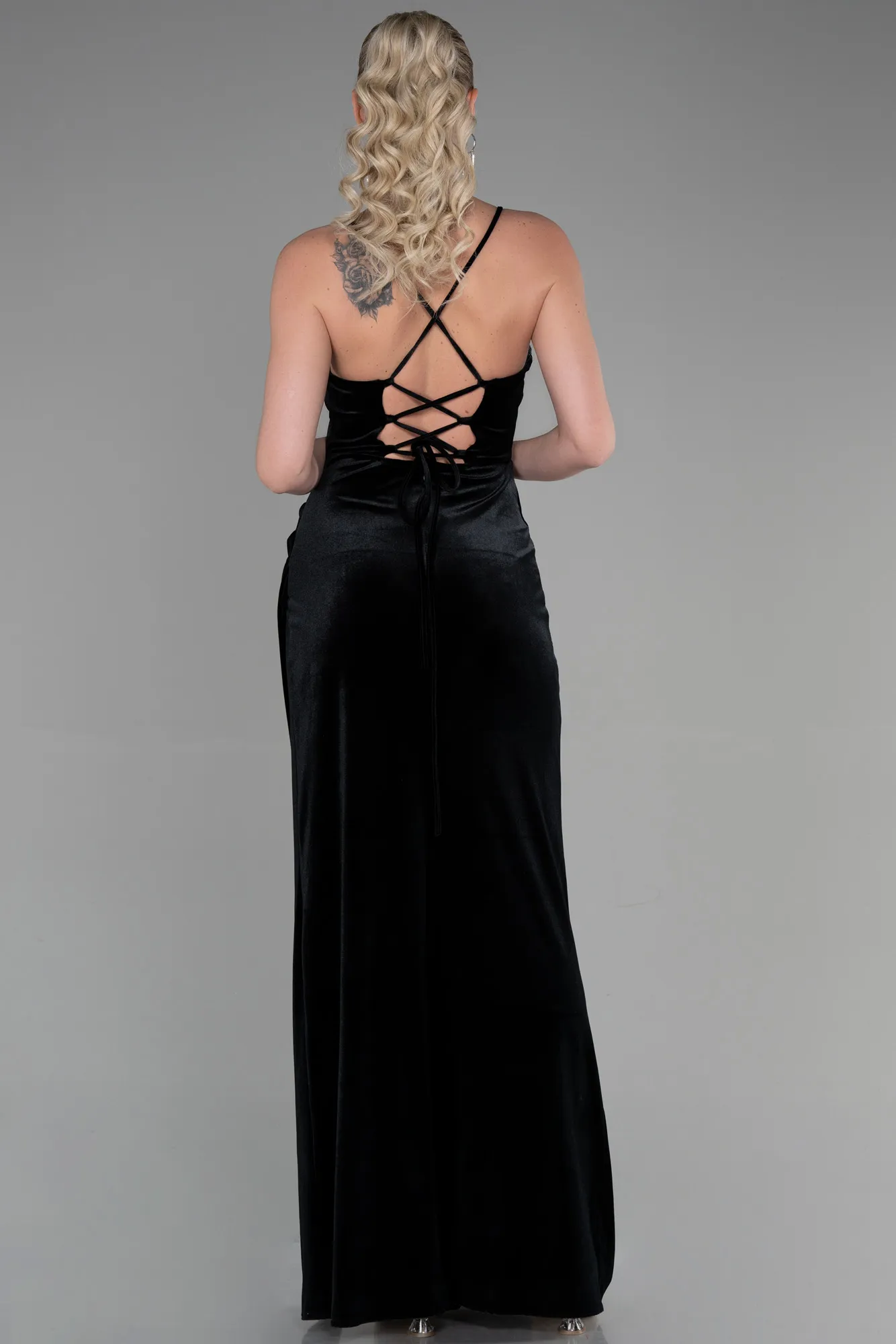 Black-Long Velvet Evening Dress ABU3395