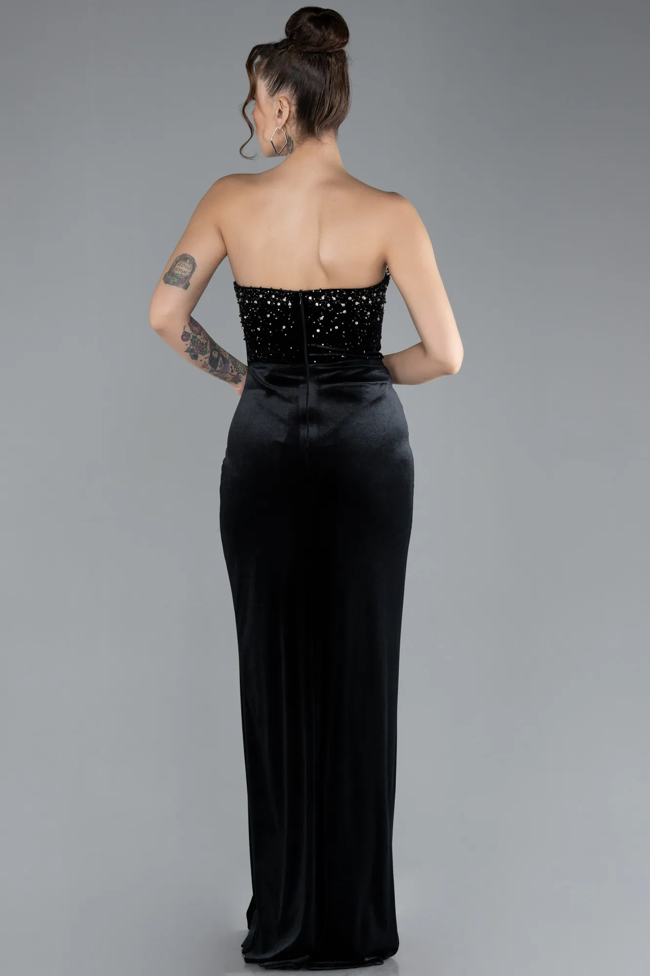 Black-Long Velvet Evening Dress ABU4405