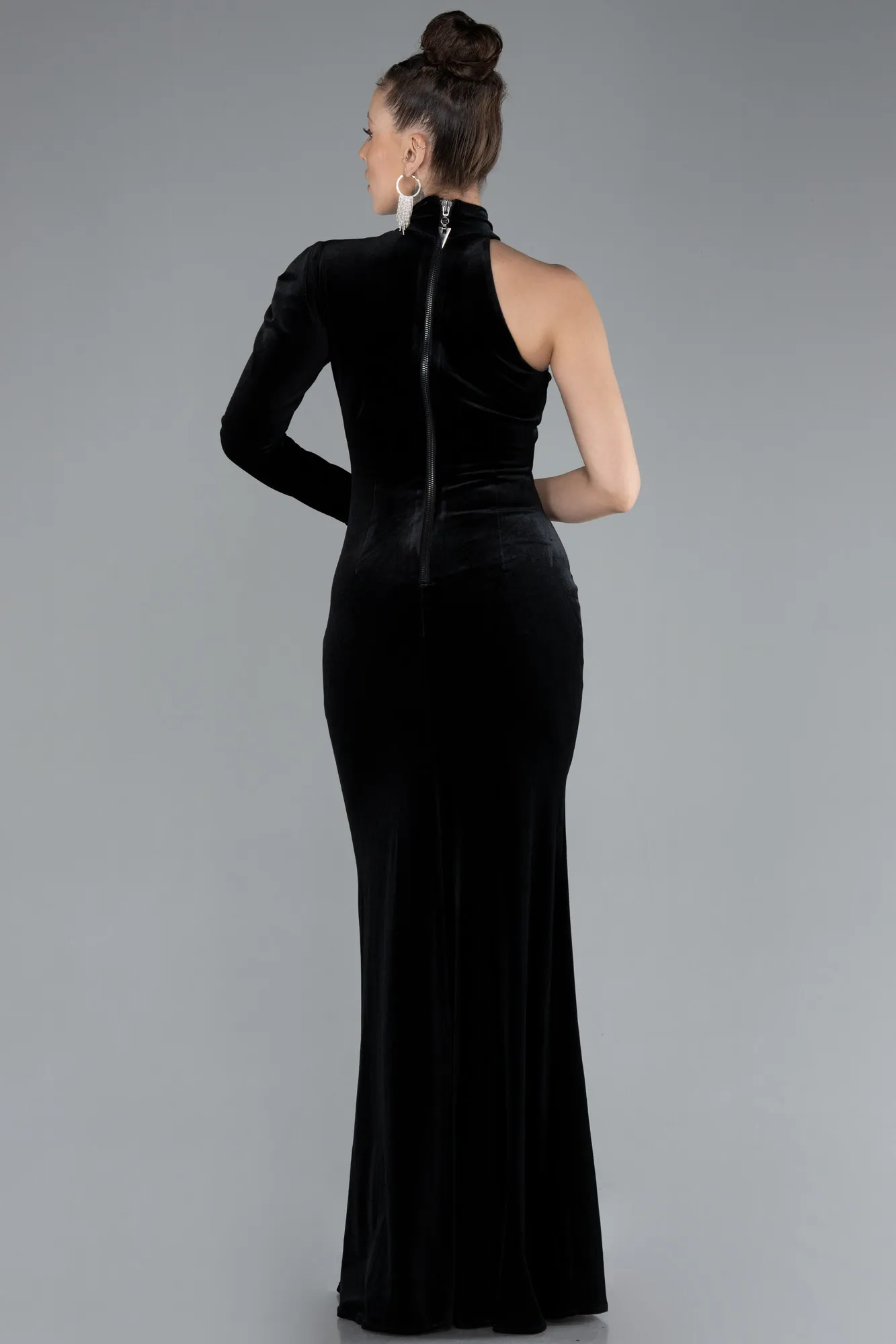 Black-Long Velvet Evening Dress ABU4523