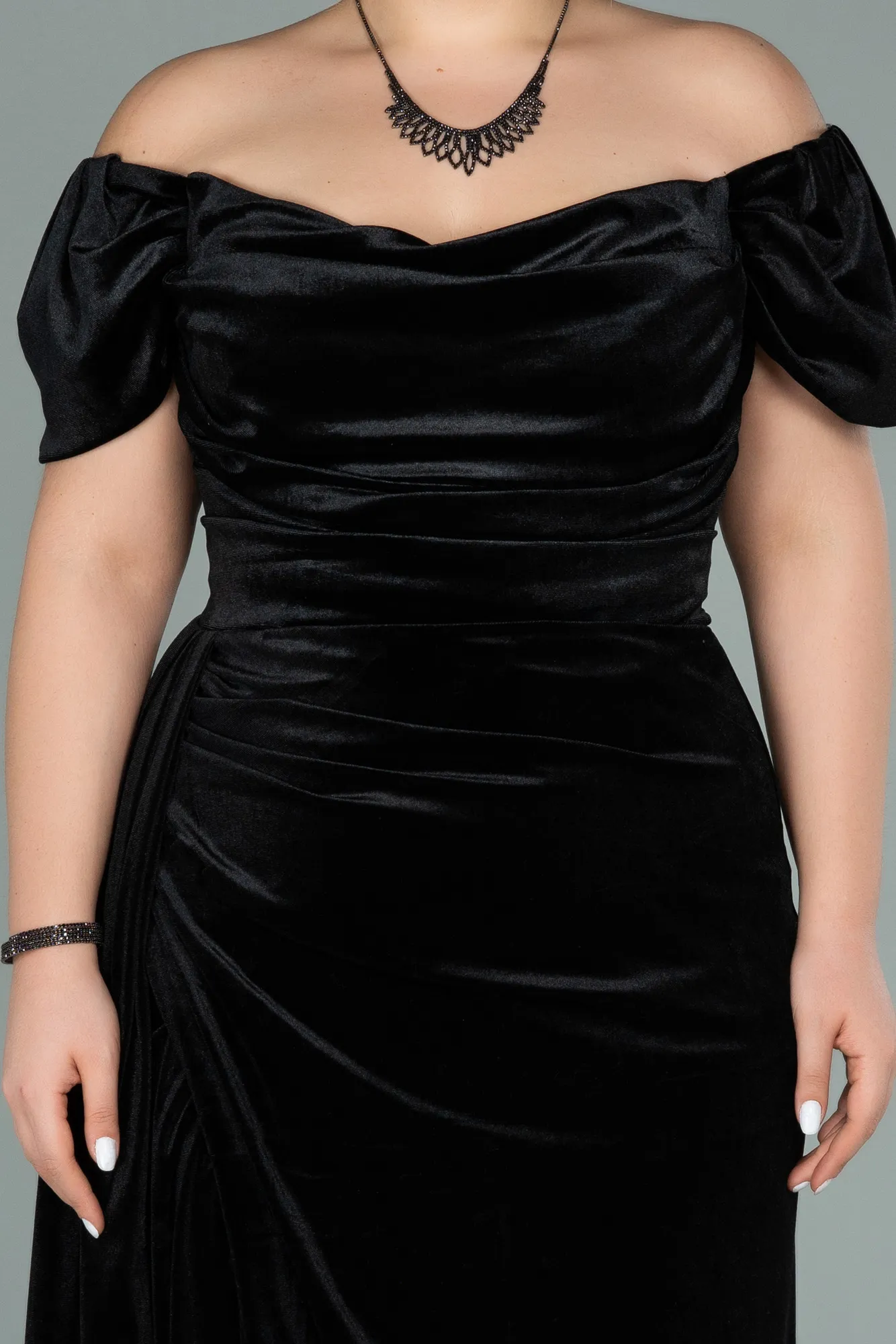 Black-Long Velvet Oversized Evening Dress ABU1991