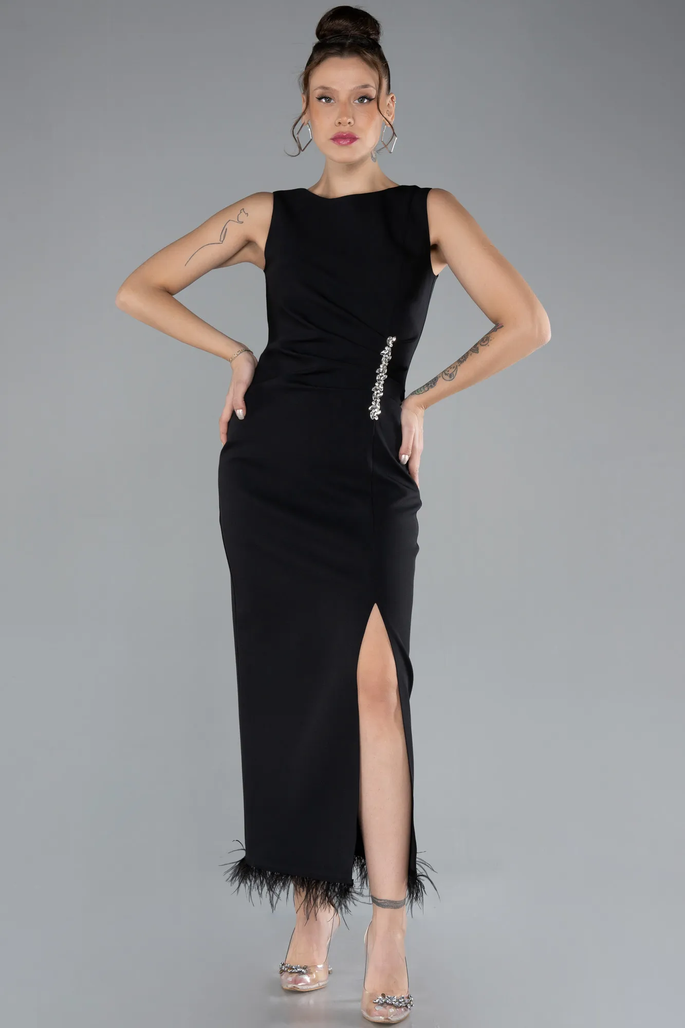 Black-Midi Cocktail Dress ABK2169