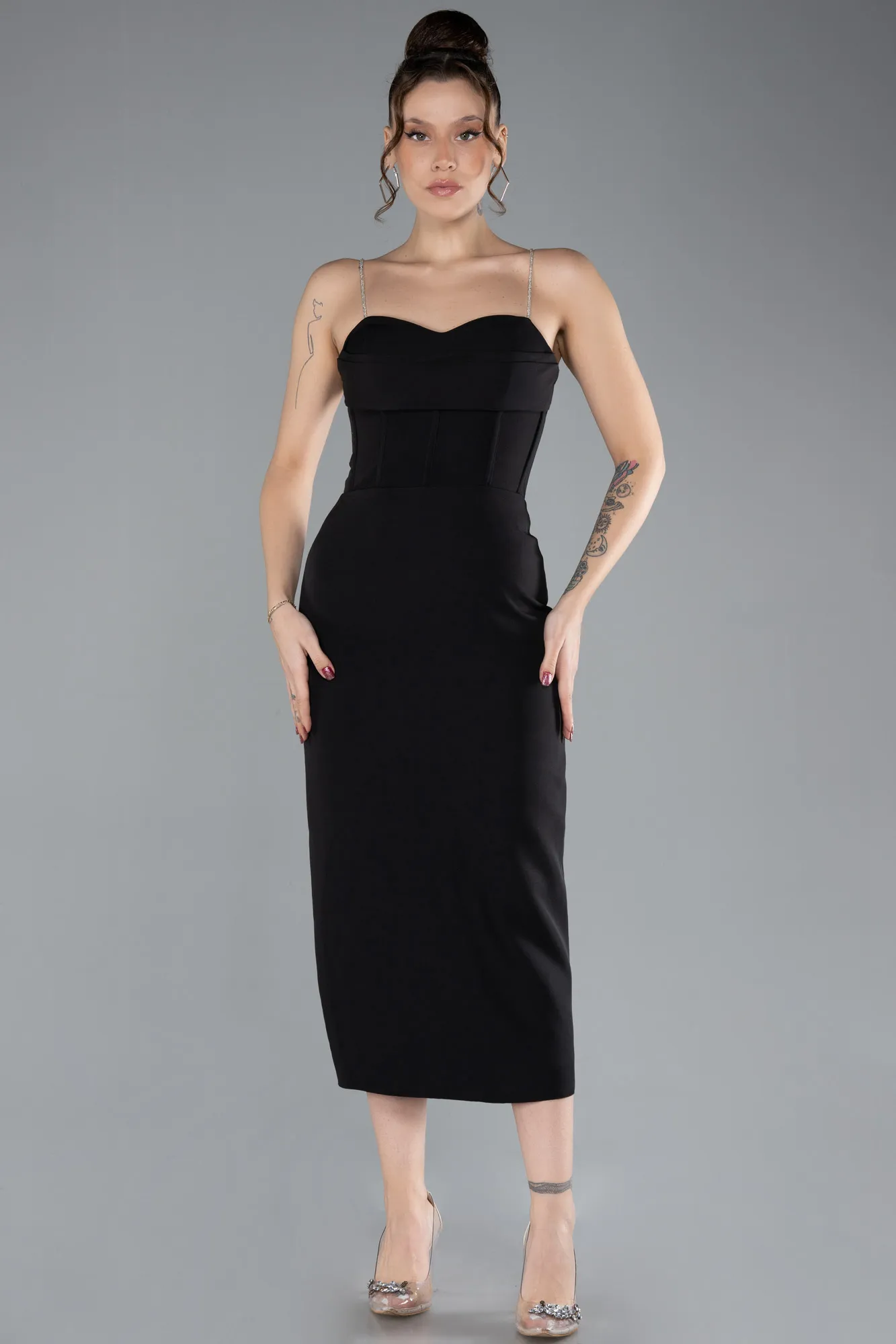 Black-Midi Cocktail Dress ABK2177