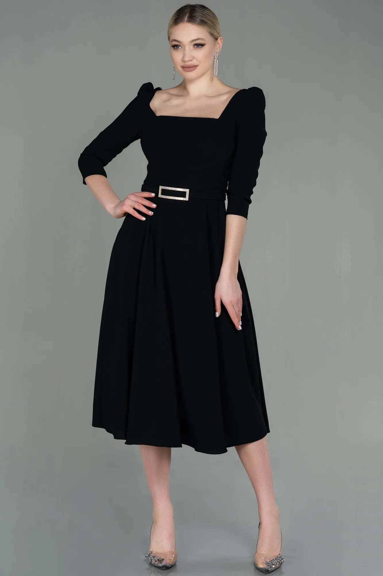 Black-Midi Invitation Dress ABK1678