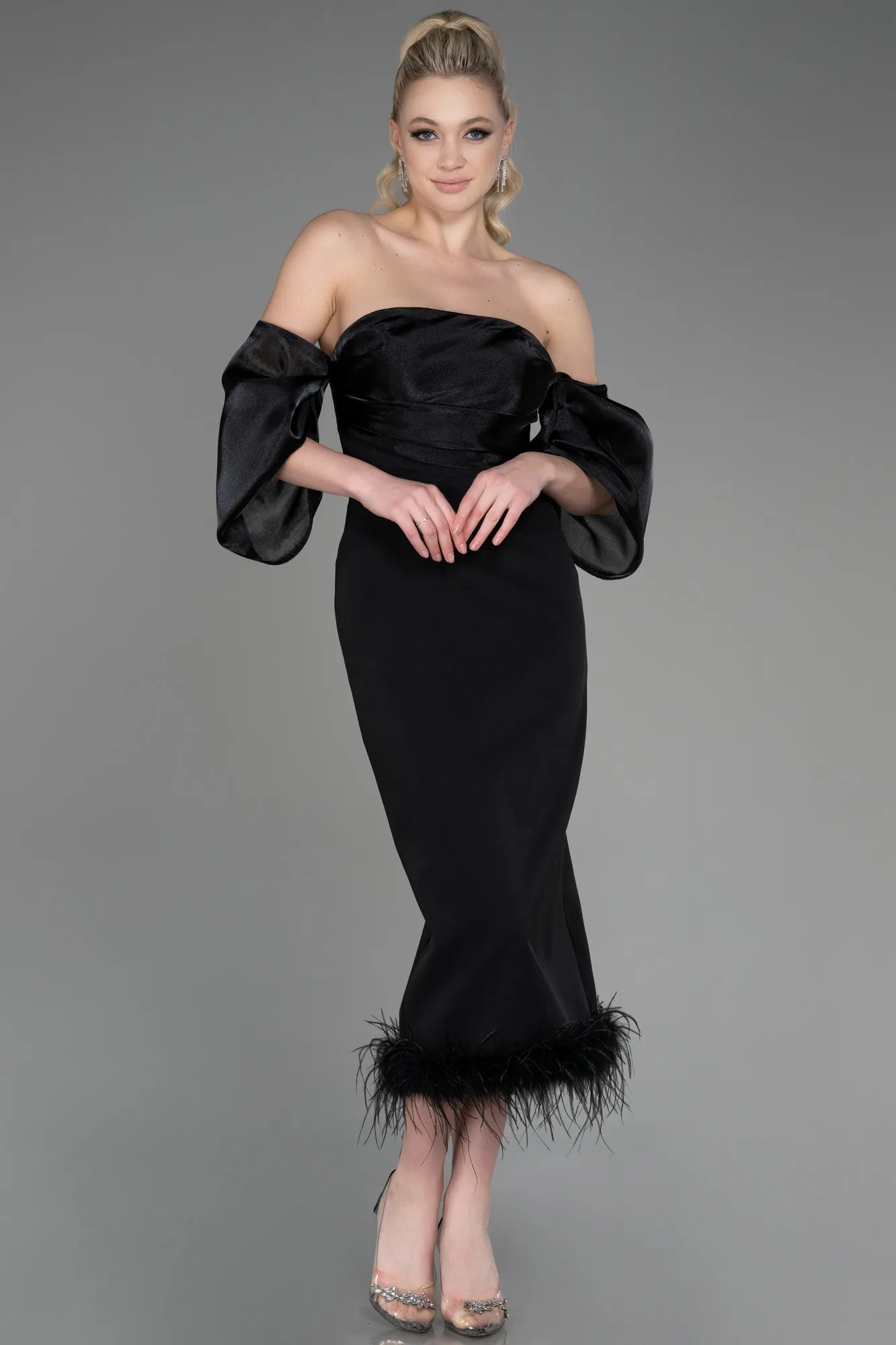 Black-Midi Invitation Dress ABK1796