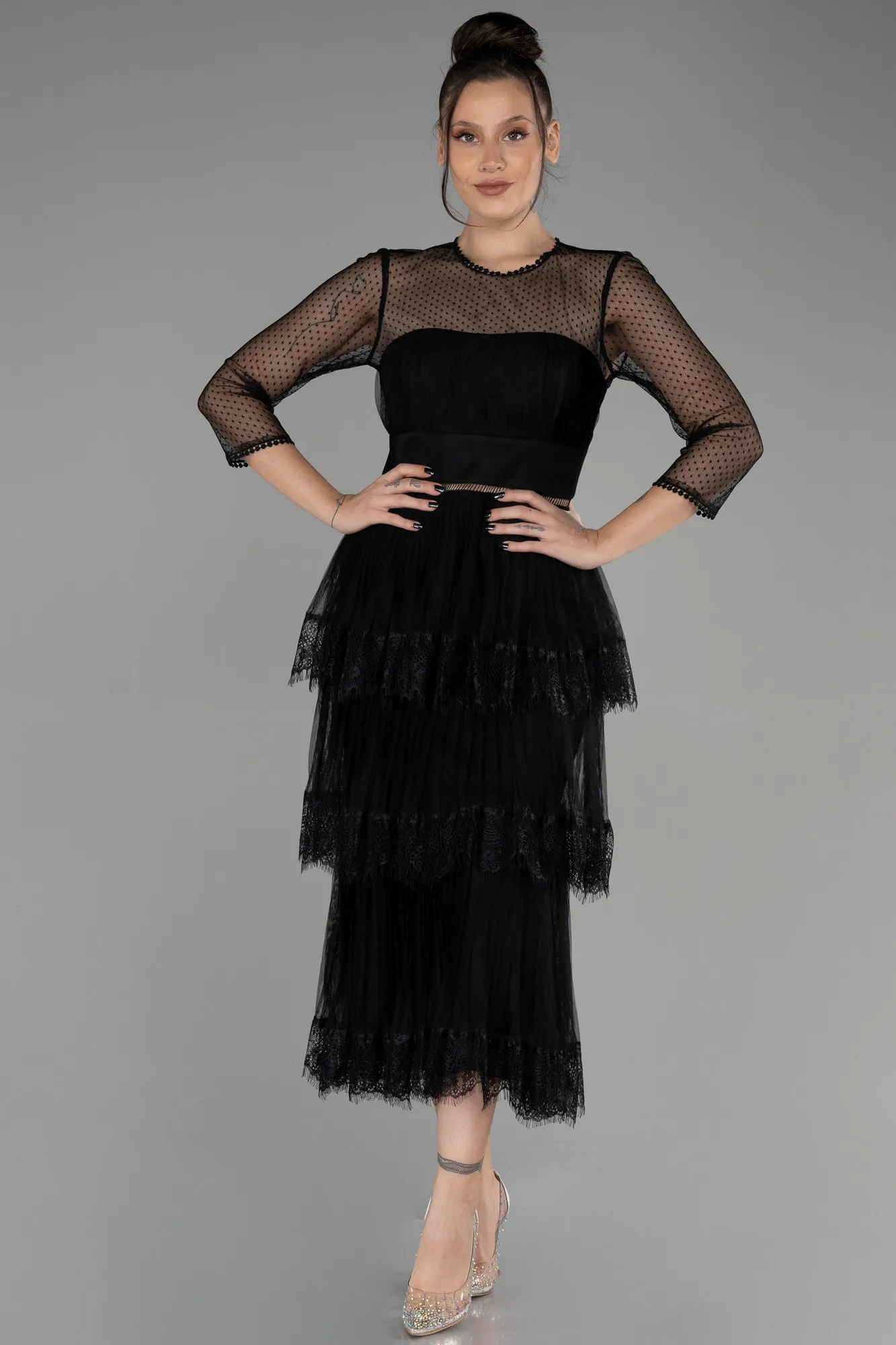 Black-Midi Invitation Dress ABK1865