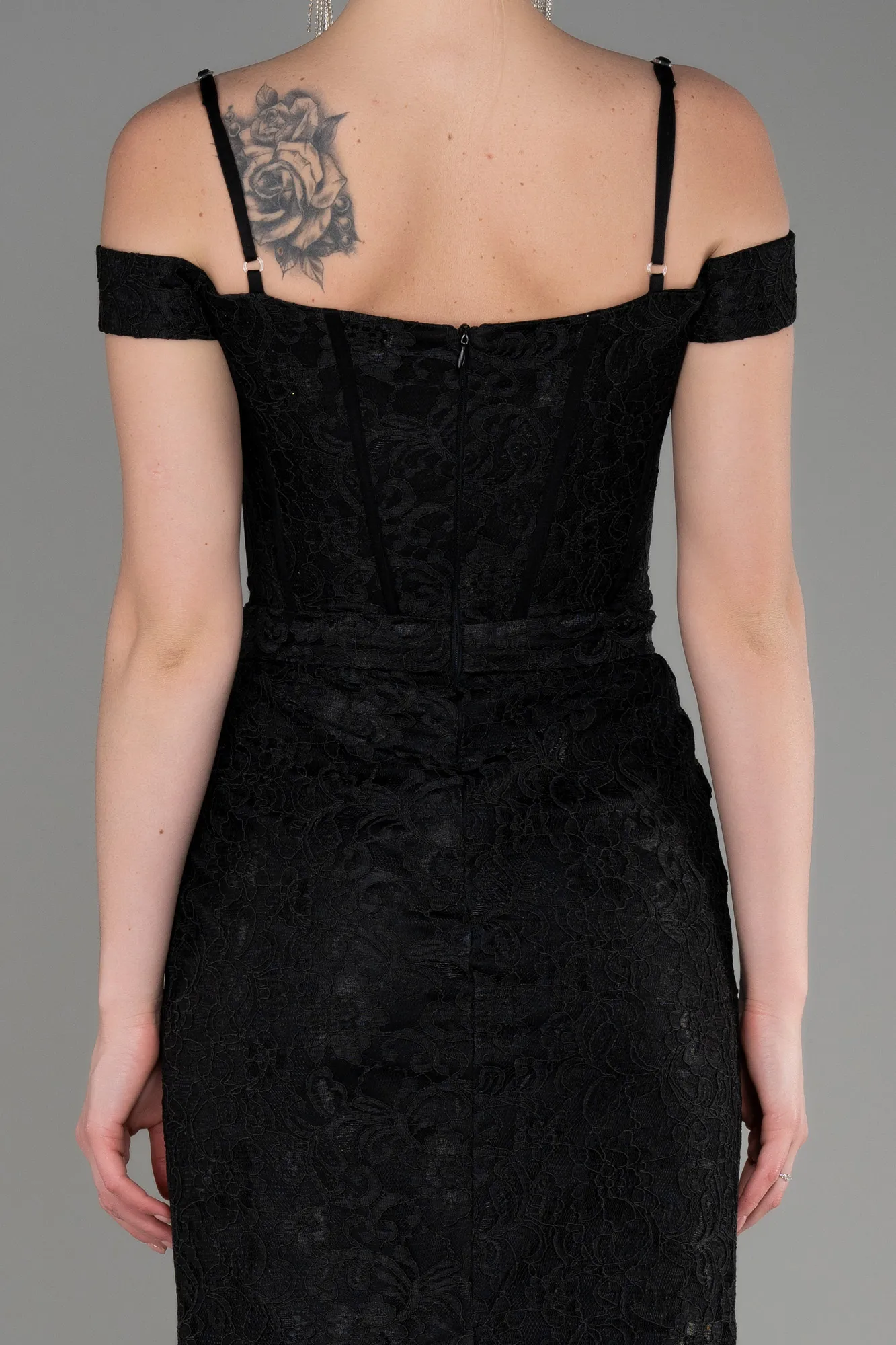 Black-Midi Laced Party Dress ABK2013