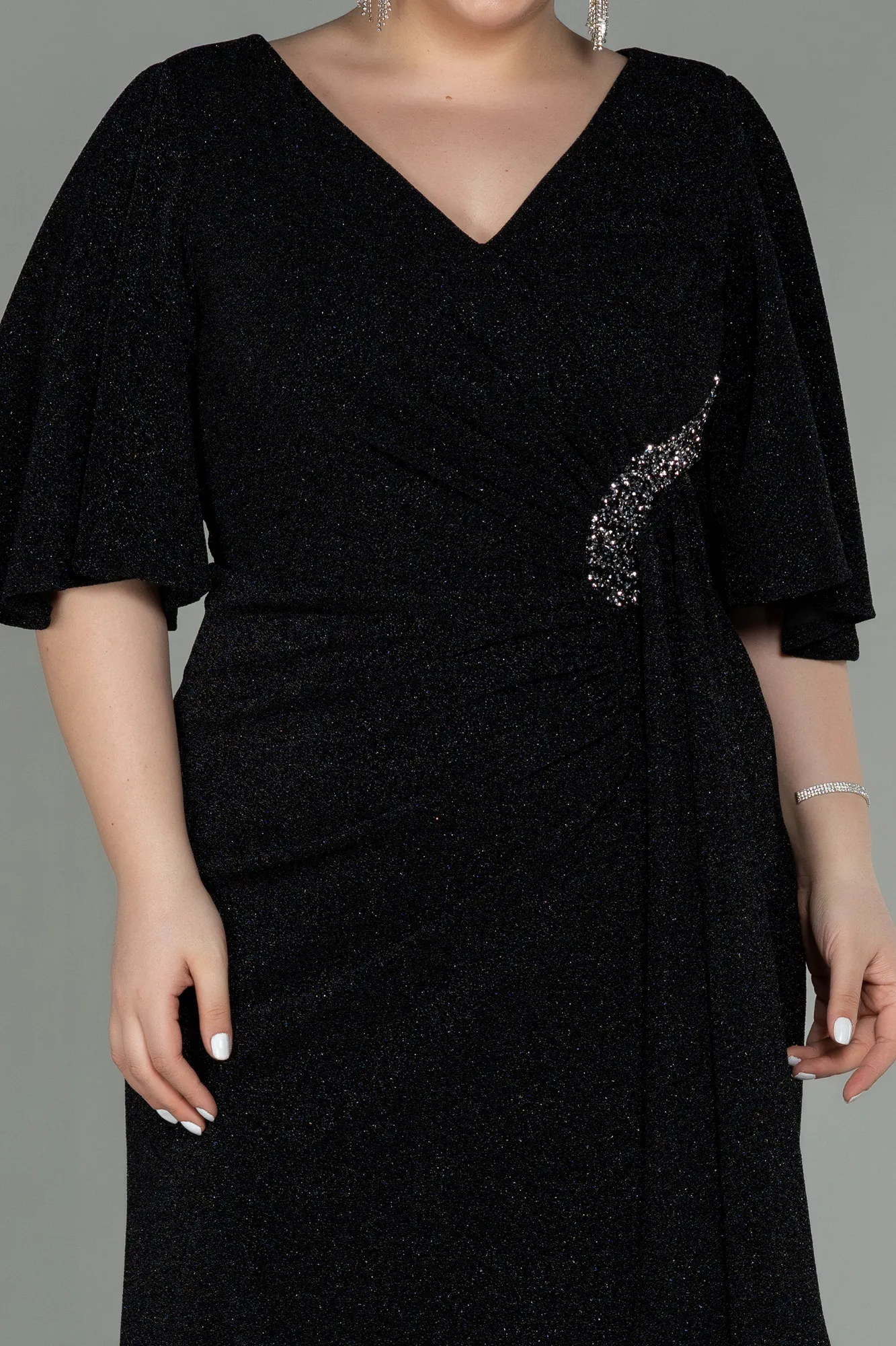 Black-Midi Oversized Evening Dress ABK1625