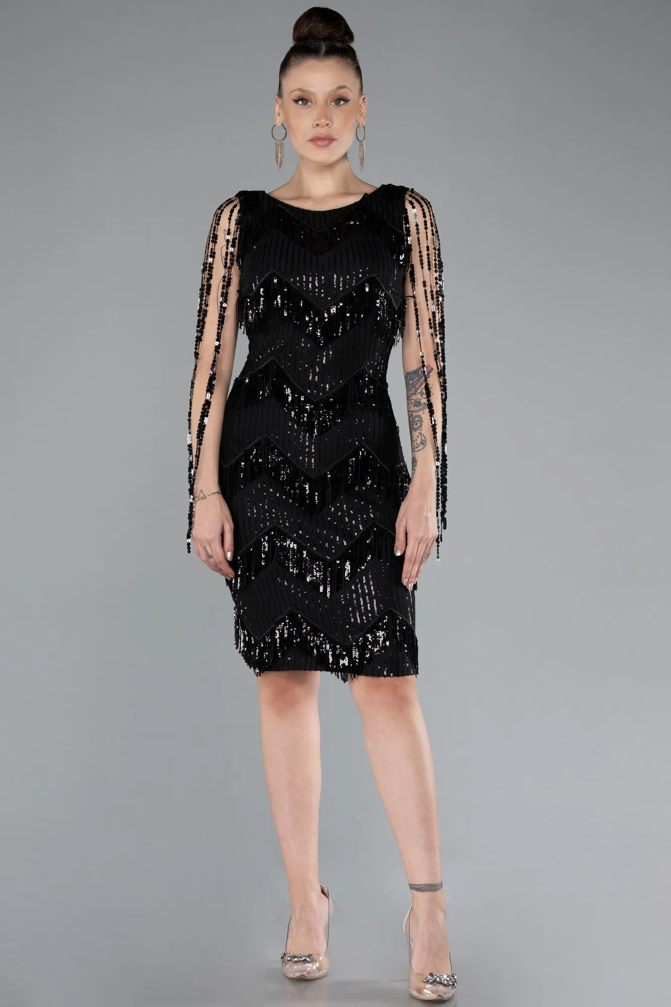 Black-Midi Party Dress ABK2187