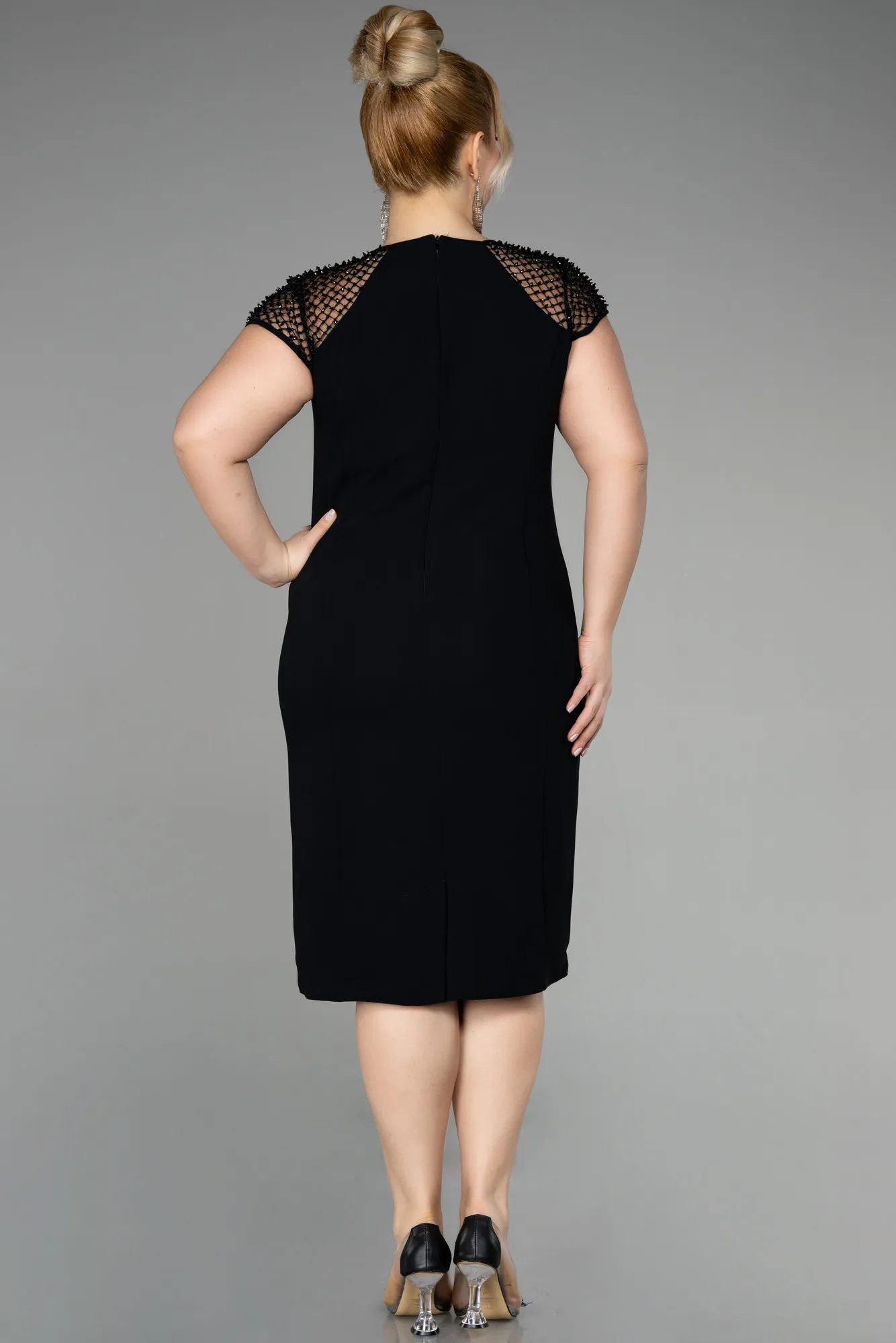 Black-Midi Plus Size Cocktail Dress ABK1949