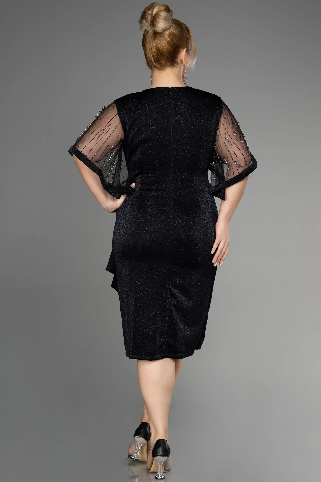 Black-Midi Plus Size Cocktail Dress ABK1954