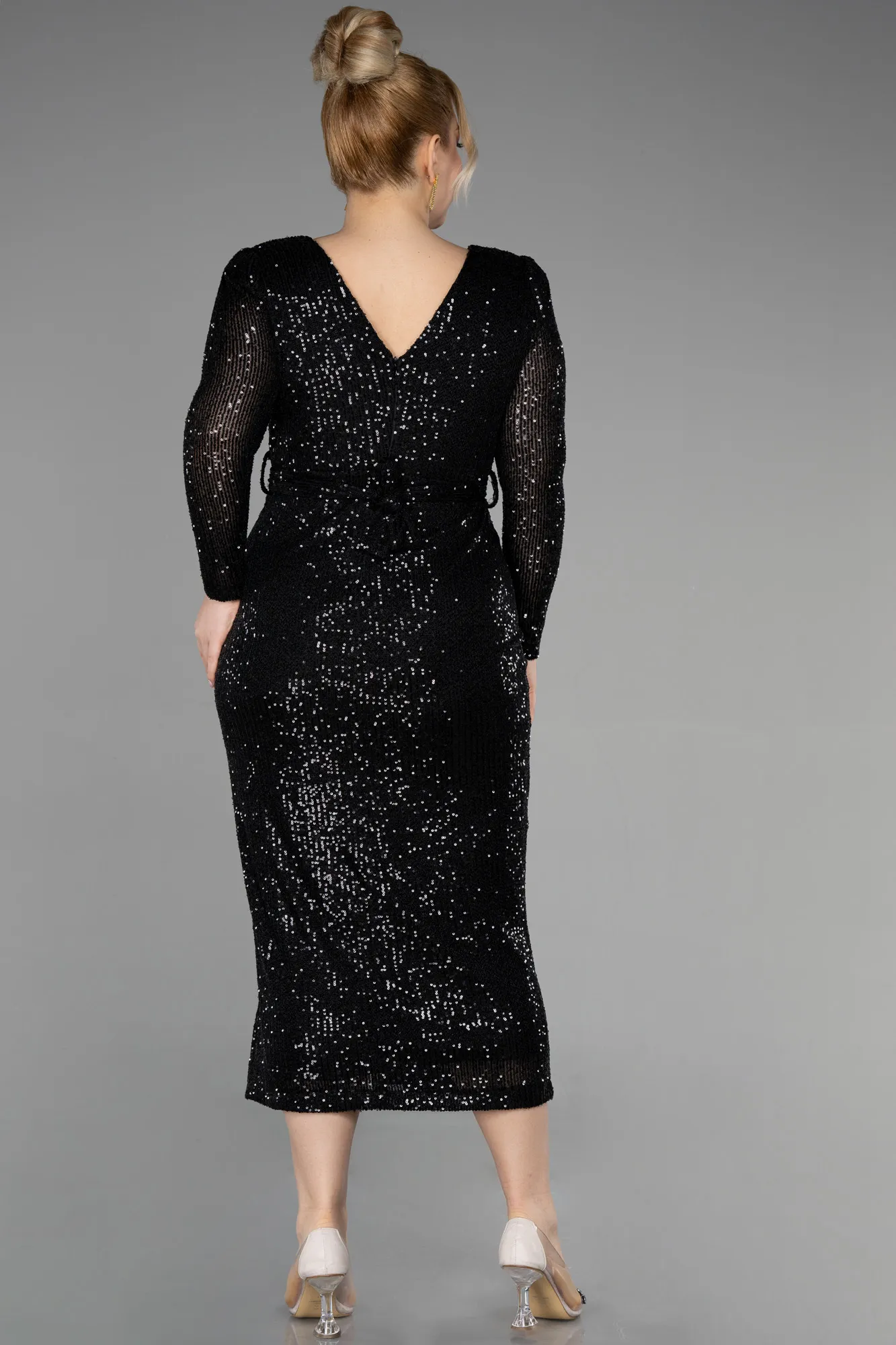 Black-Midi Plus Size Cocktail Dress ABK1956