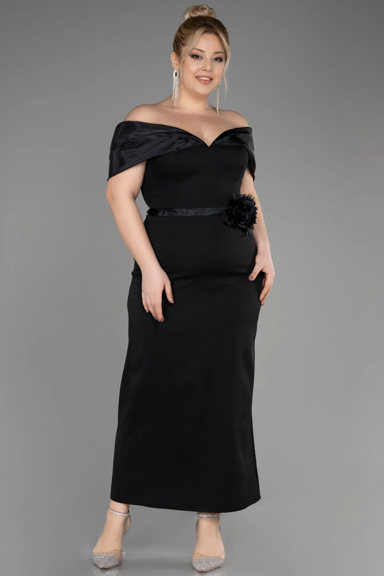 Black-Midi Plus Size Cocktail Dress ABK2015