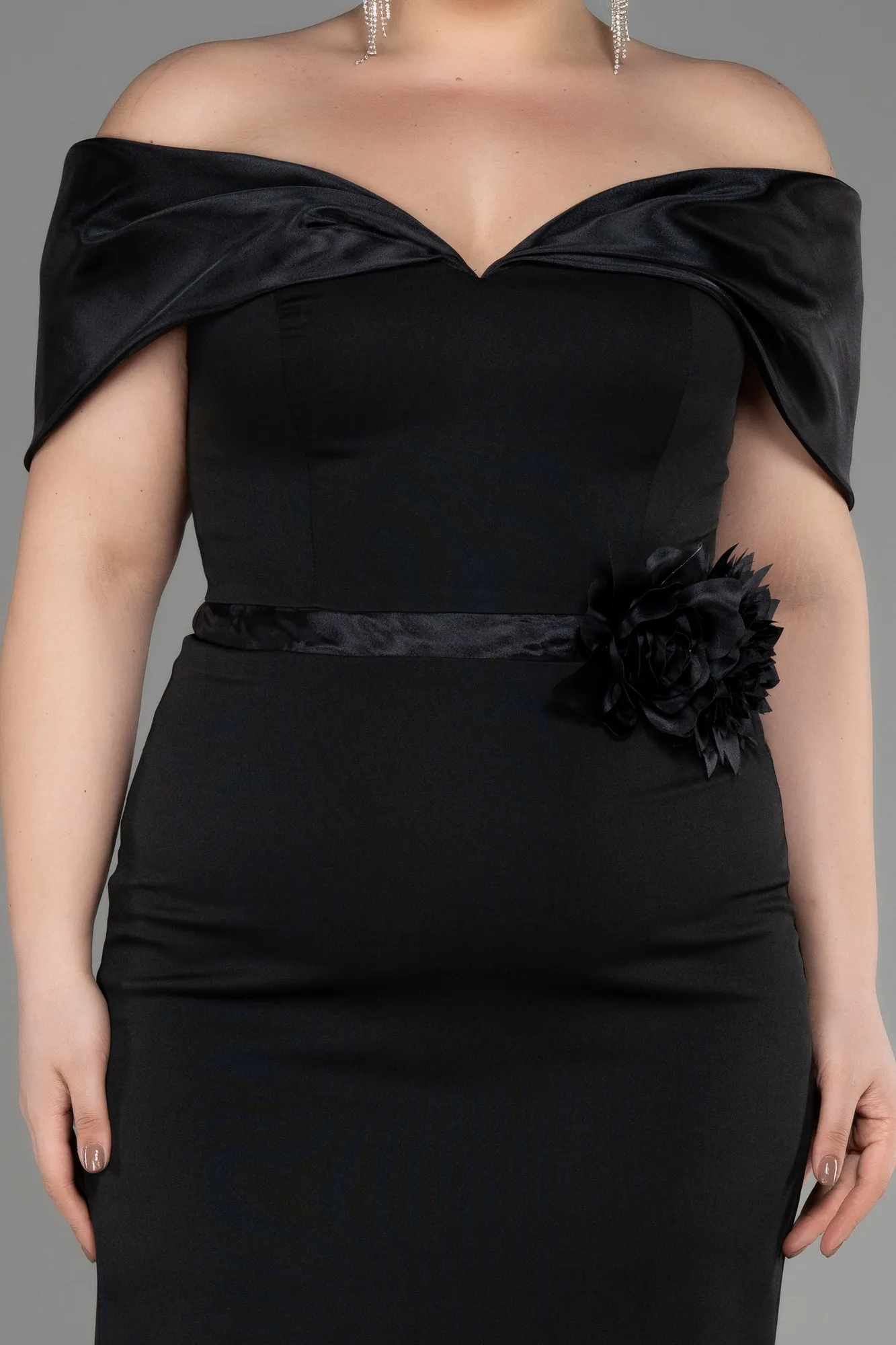 Black-Midi Plus Size Cocktail Dress ABK2015