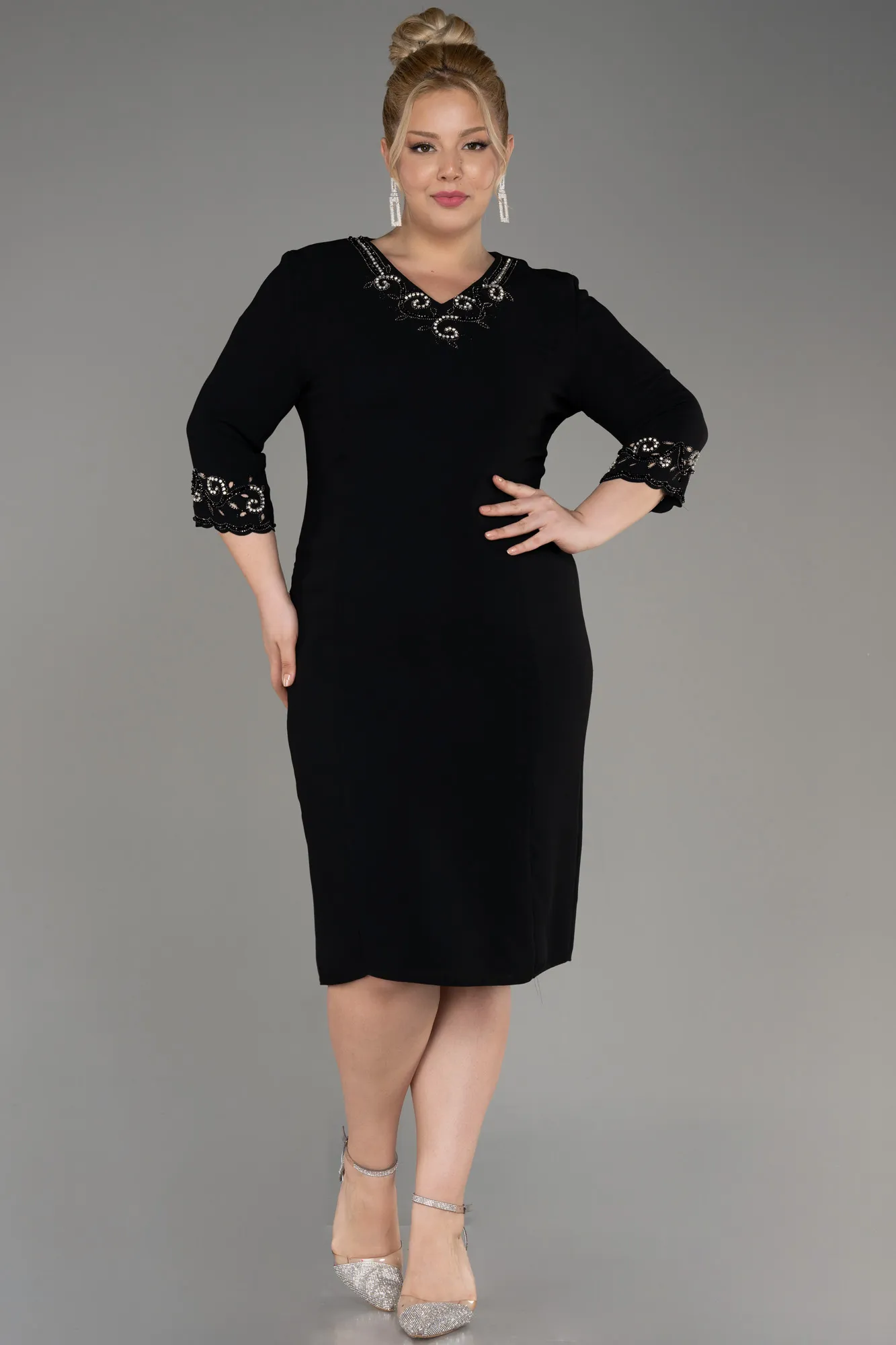 Black-Midi Plus Size Cocktail Dress ABK2017