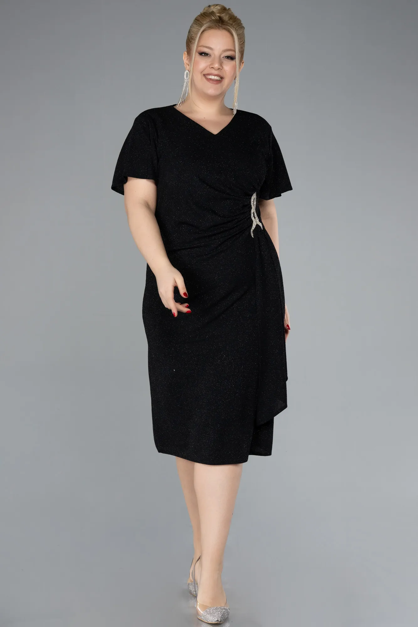 Black-Midi Plus Size Cocktail Dress ABK2060