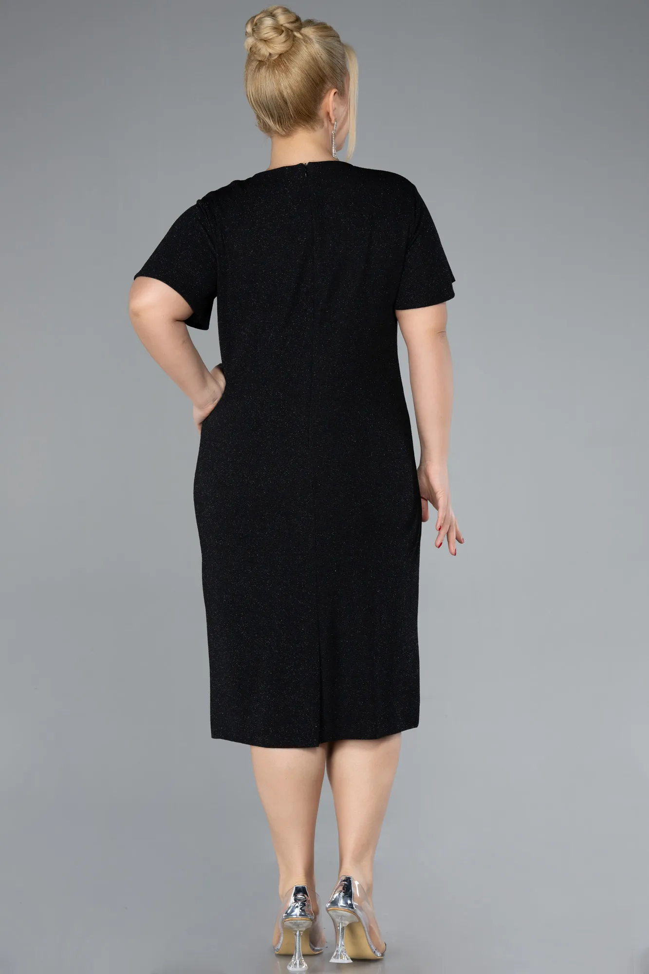 Black-Midi Plus Size Cocktail Dress ABK2060