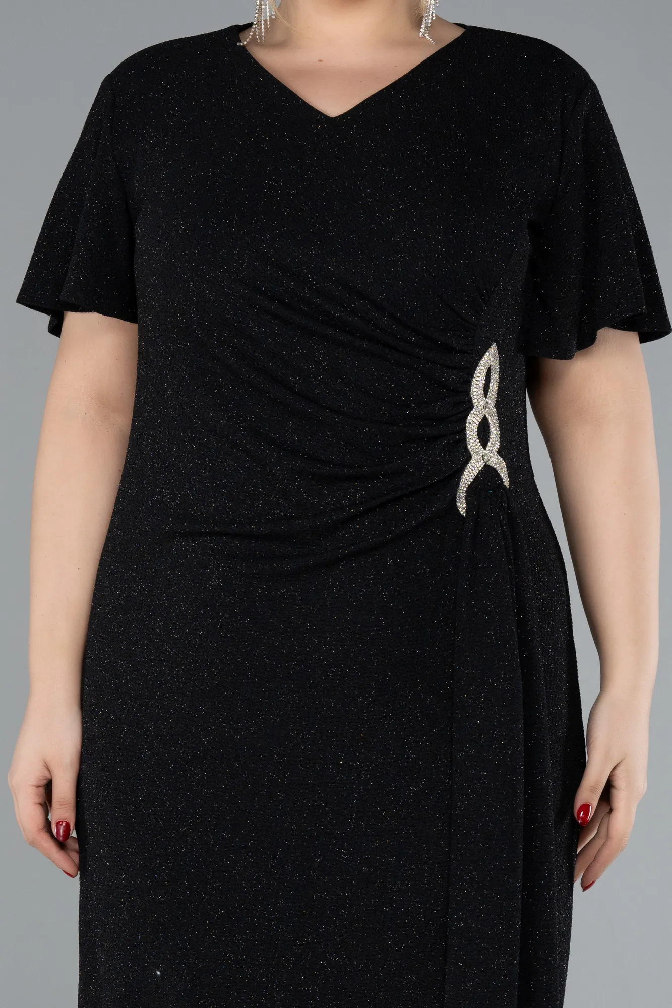 Black-Midi Plus Size Cocktail Dress ABK2060