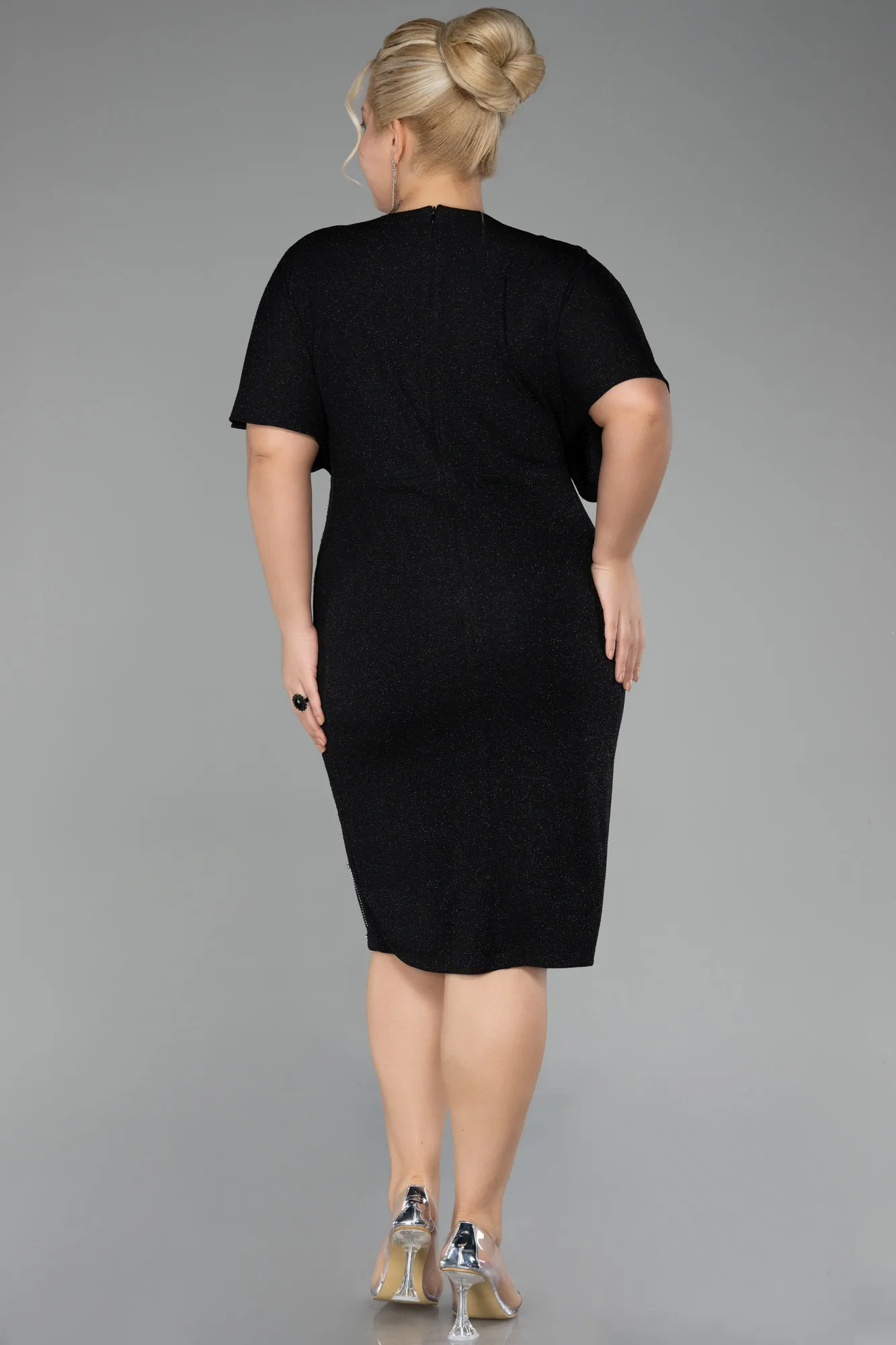 Black-Midi Plus Size Cocktail Dress ABK2145