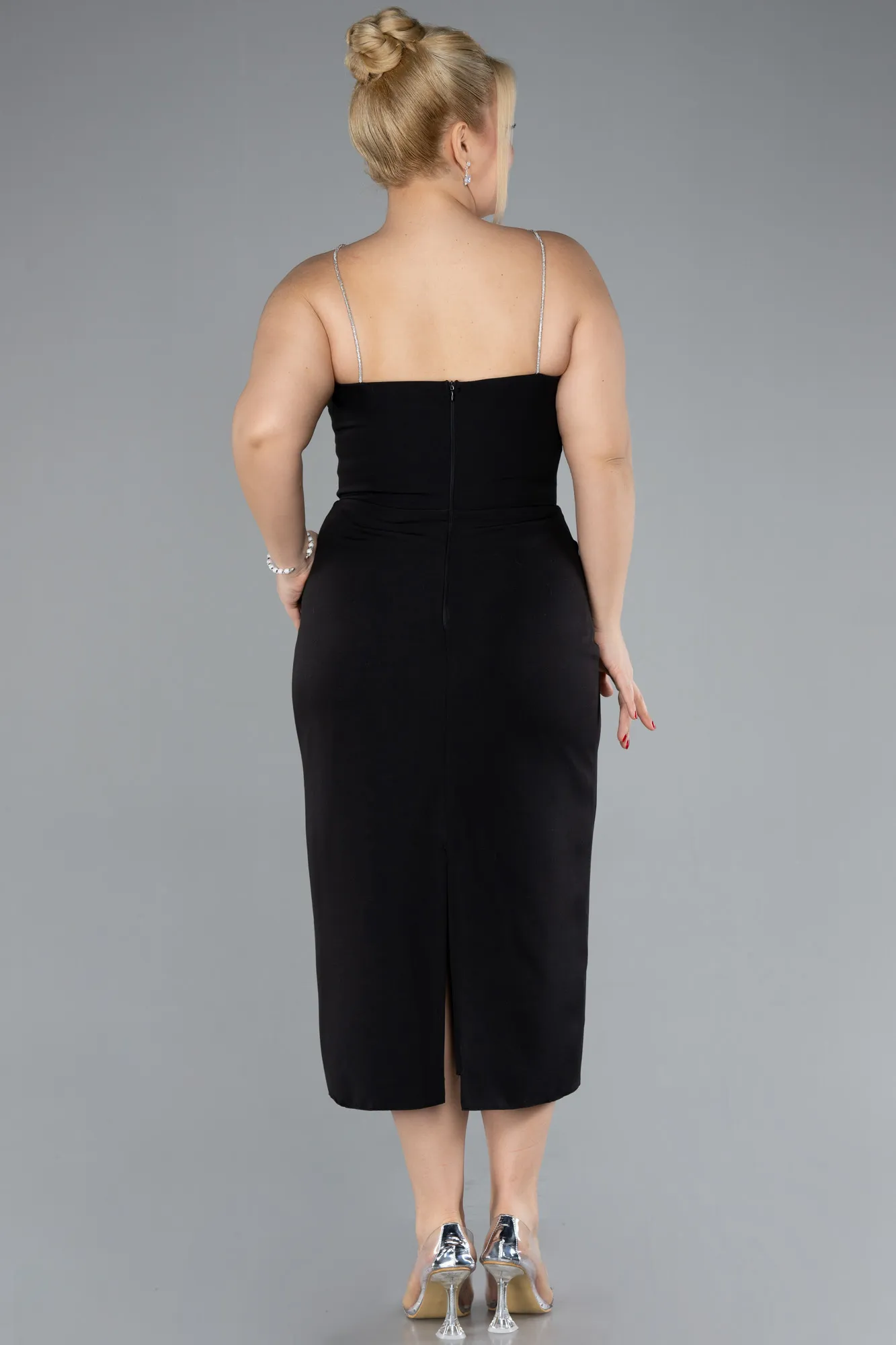 Black-Midi Plus Size Cocktail Dress ABK2178