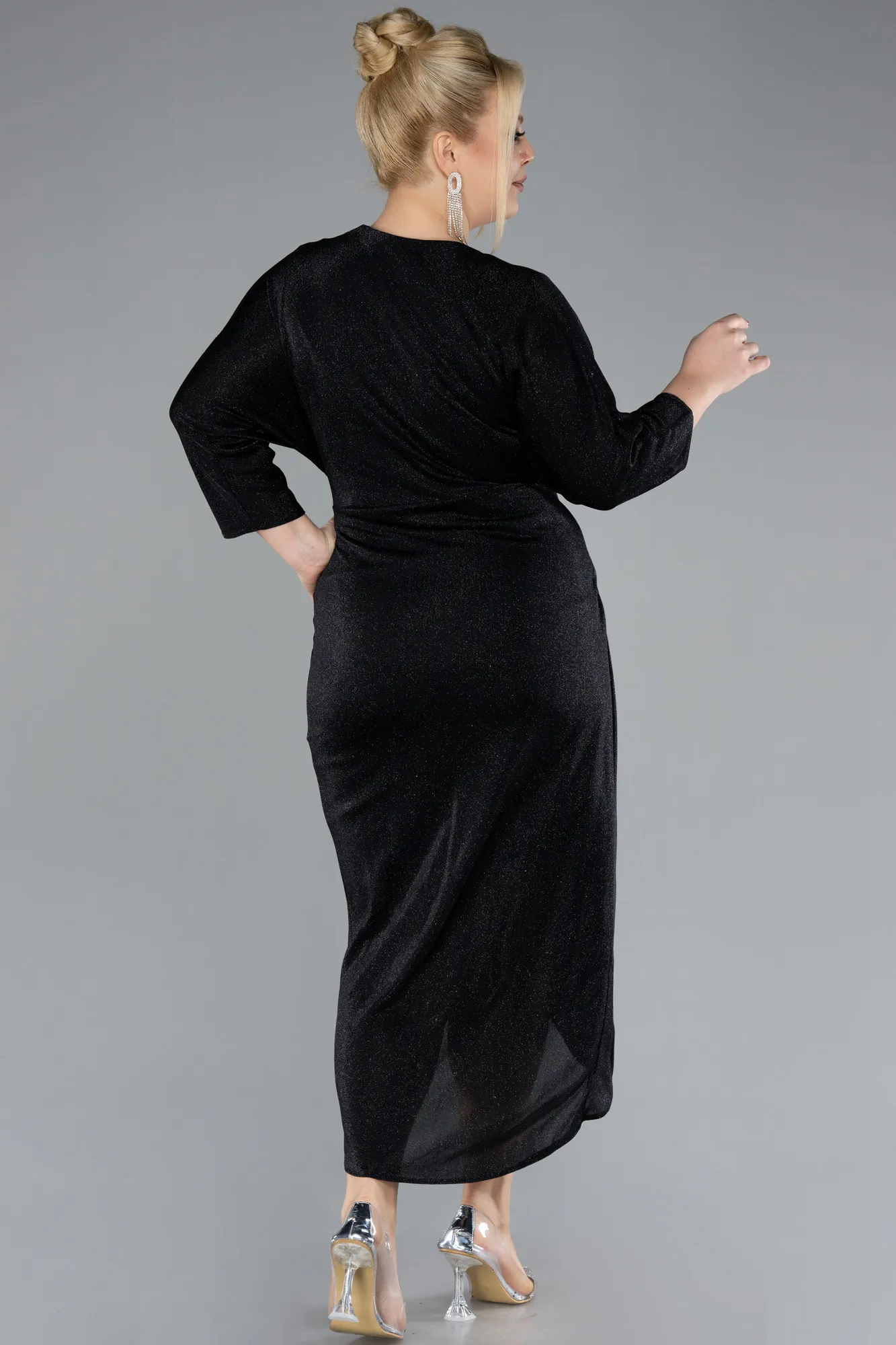 Black-Midi Plus Size Cocktail Dress ABK2189